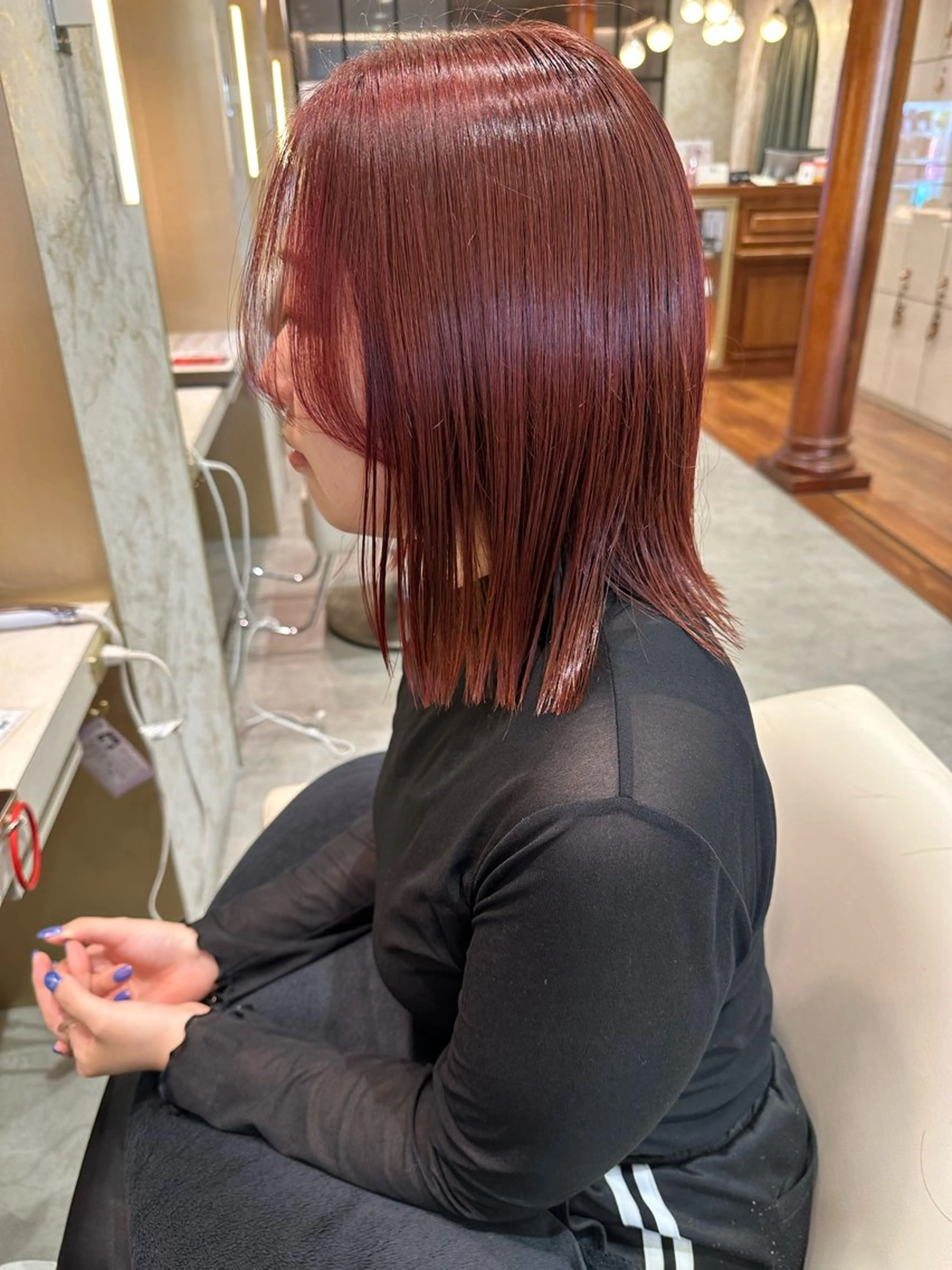 ミディアム カラー 店長/mao/ 前髪/顔周りカットのヘアスタイル