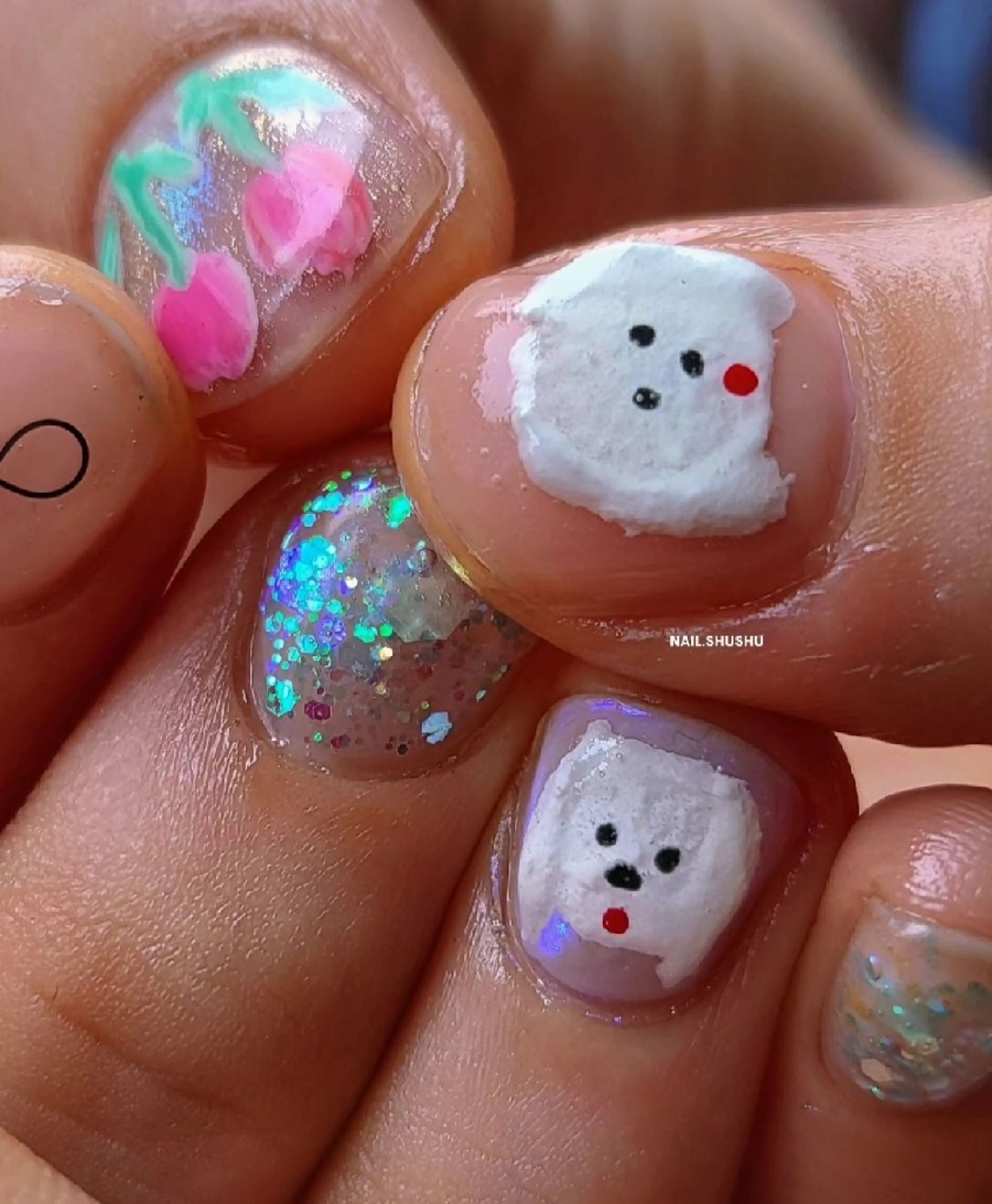 ネイル ハンドネイル 3dパーツ/流行り 👧shushu❤️のネイルデザイン