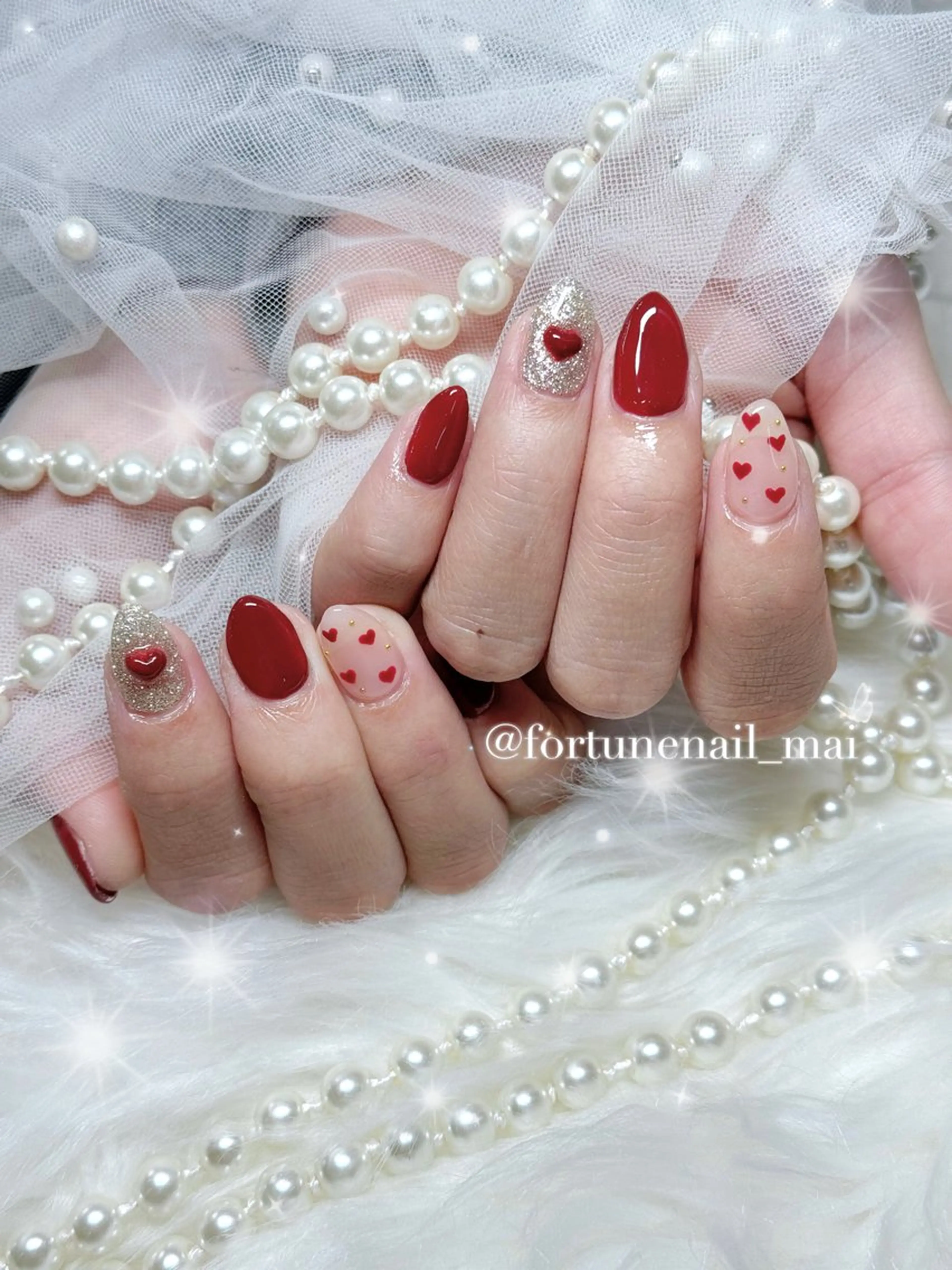 ネイル バレンタイン ハンドネイル 🎀Mai 🎀のネイルデザイン