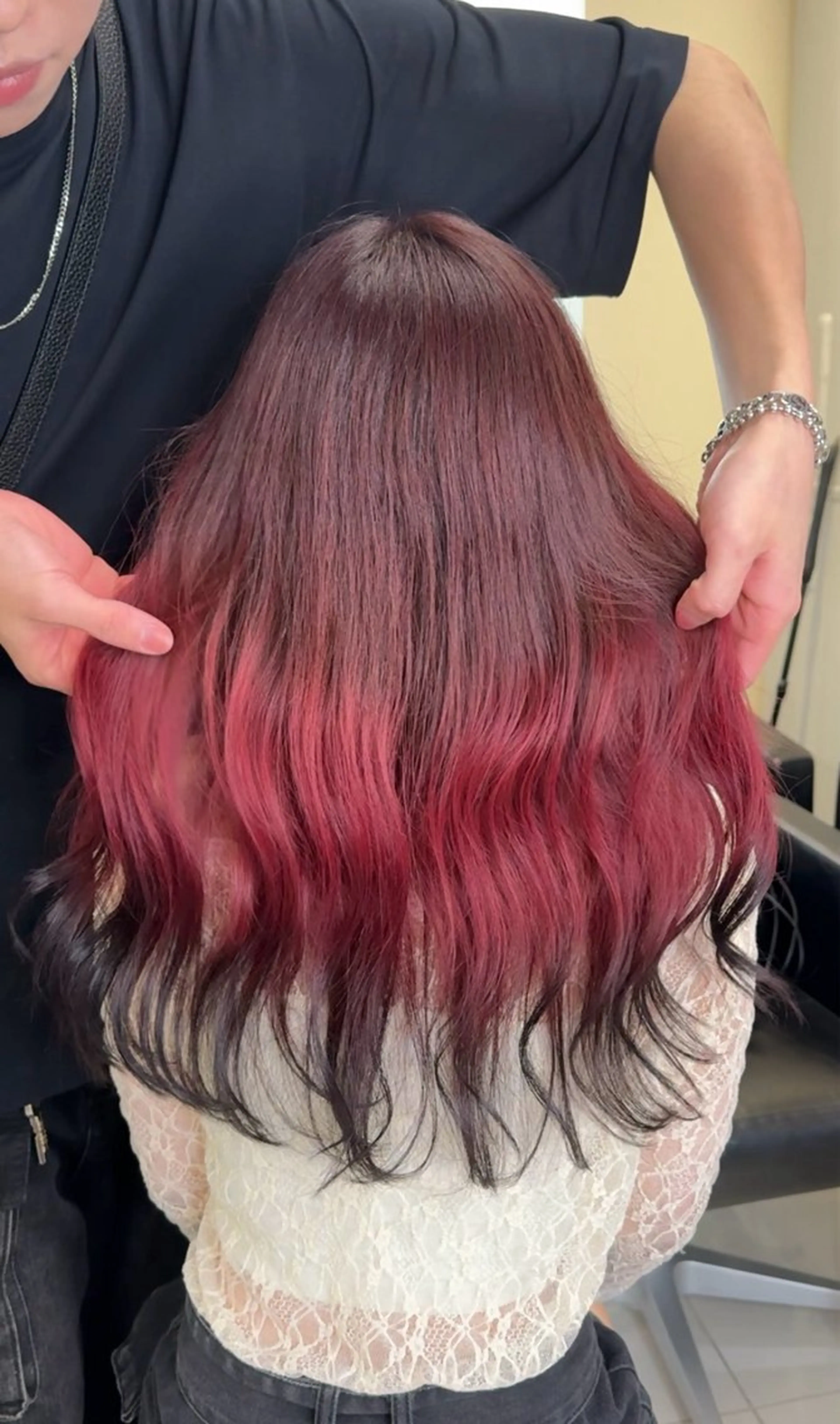 ロング カラー バレイヤージュ ブリーチ ケアブリーチ ダブルカラー ハイライトカラー Rikuto/原宿 /グラデーションのヘアスタイル