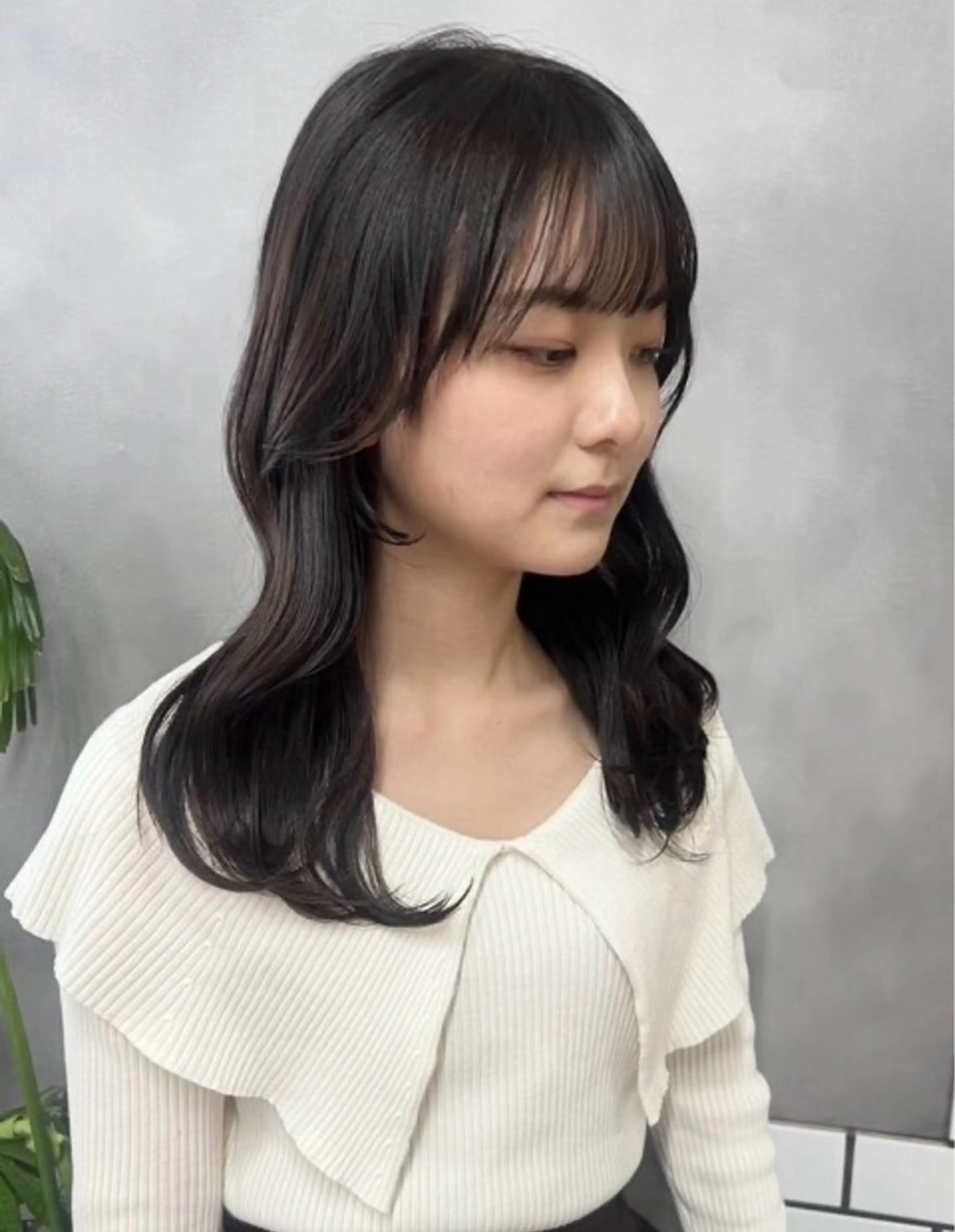 セミロング セミロングパーマ カット 縮毛矯正 こうき/前髪割れ癖 改善/カット/カラーのヘアスタイル