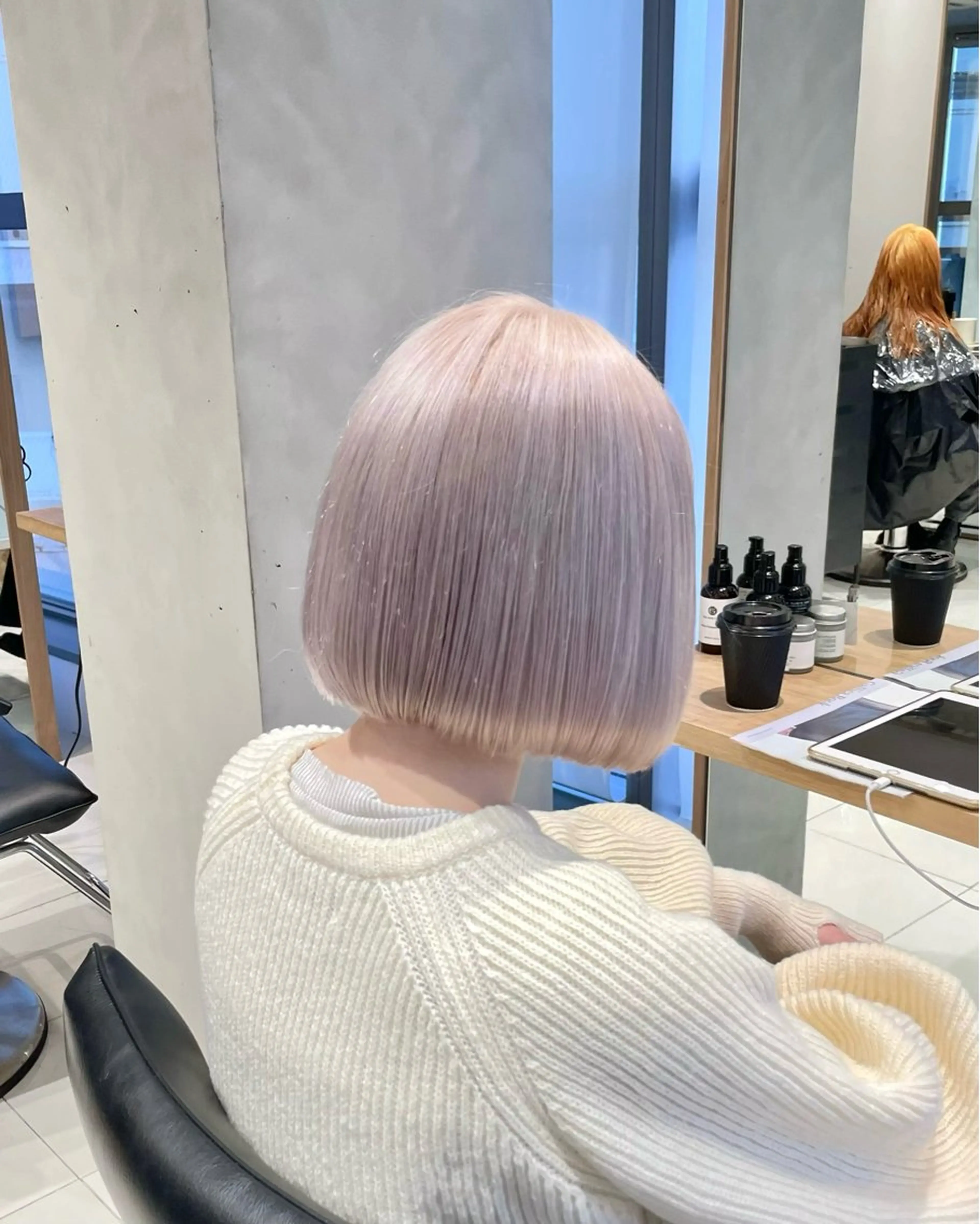 ショート カラー ブリーチ ケアカラー ラベンダーカラー ヘアカラー トリートメント ツヤ髪/韓国ヘア 💎Nokaのヘアスタイル