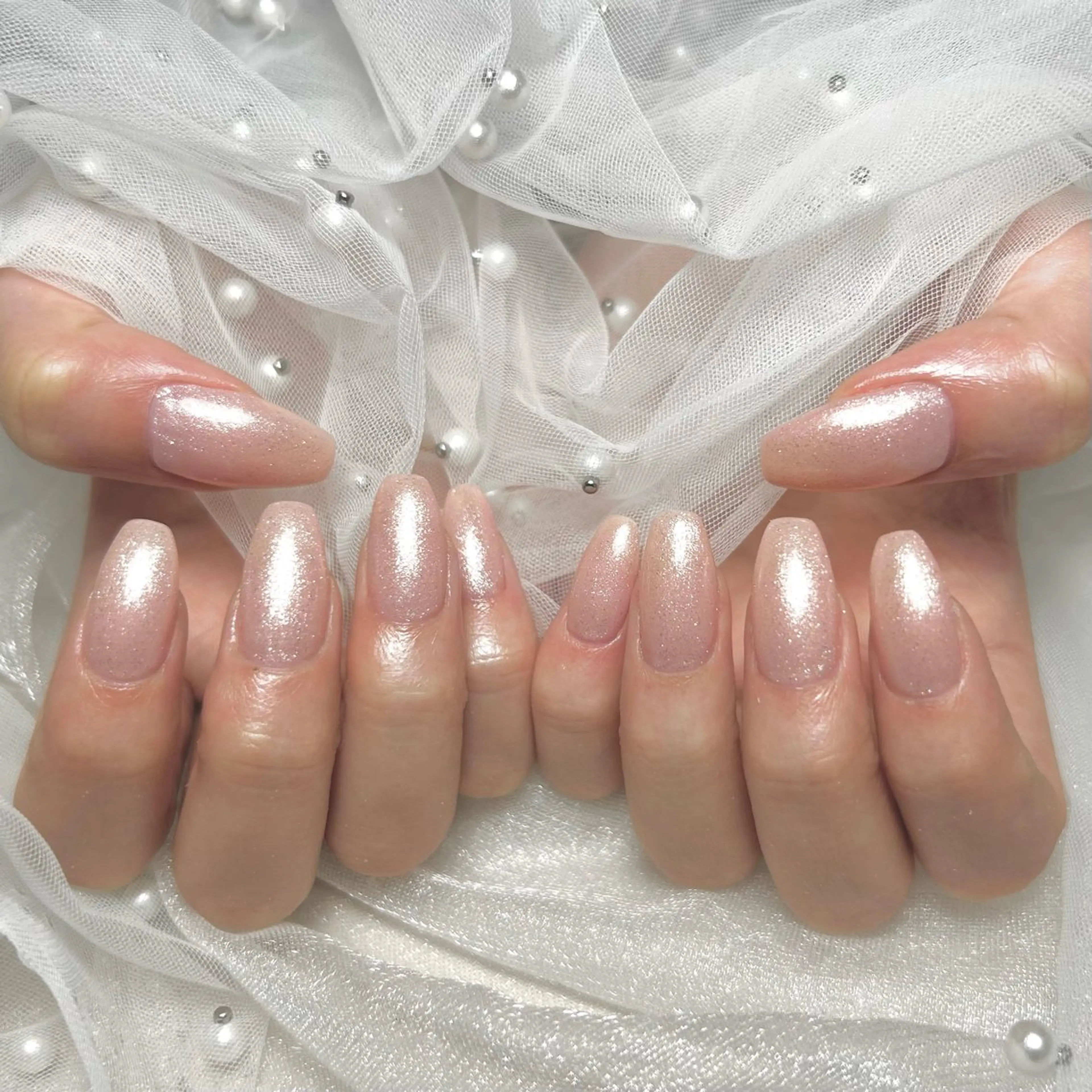 ネイル キラキラネイル ラメ(グリッター) オフィスネイル ワンカラーネイル ピンク ハンドネイル La suzuran 上前津店 森本のネイルデザイン