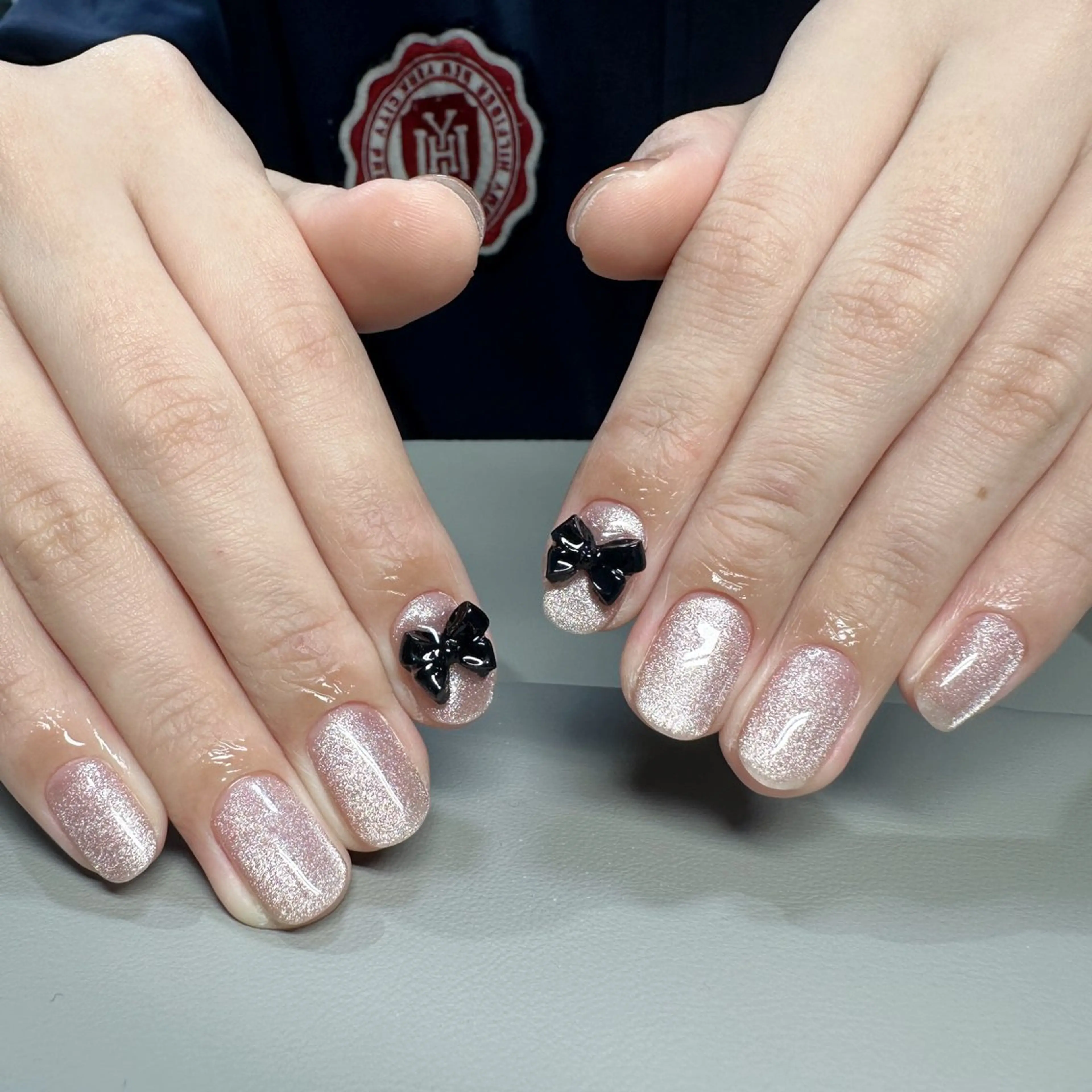 ネイル リボン ハンドネイル ハンドケア MO MO🐻のネイルデザイン