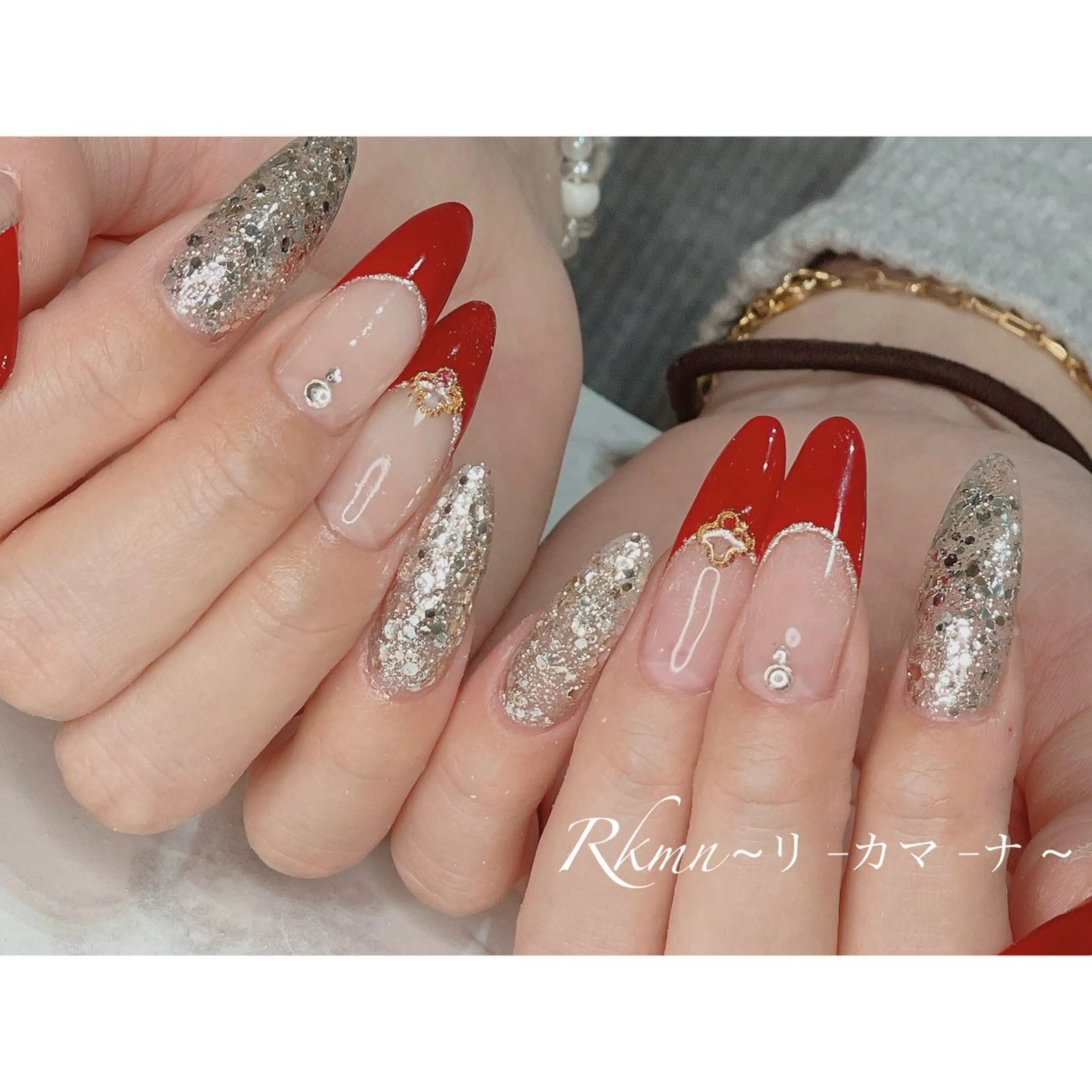 ネイル アートネイル フレンチネイル キラキラネイル ラメ(グリッター) 春ネイル ハンドネイル フットネイル ハンドケア Rkmn ~リ-カマ-ナ~のネイルデザイン