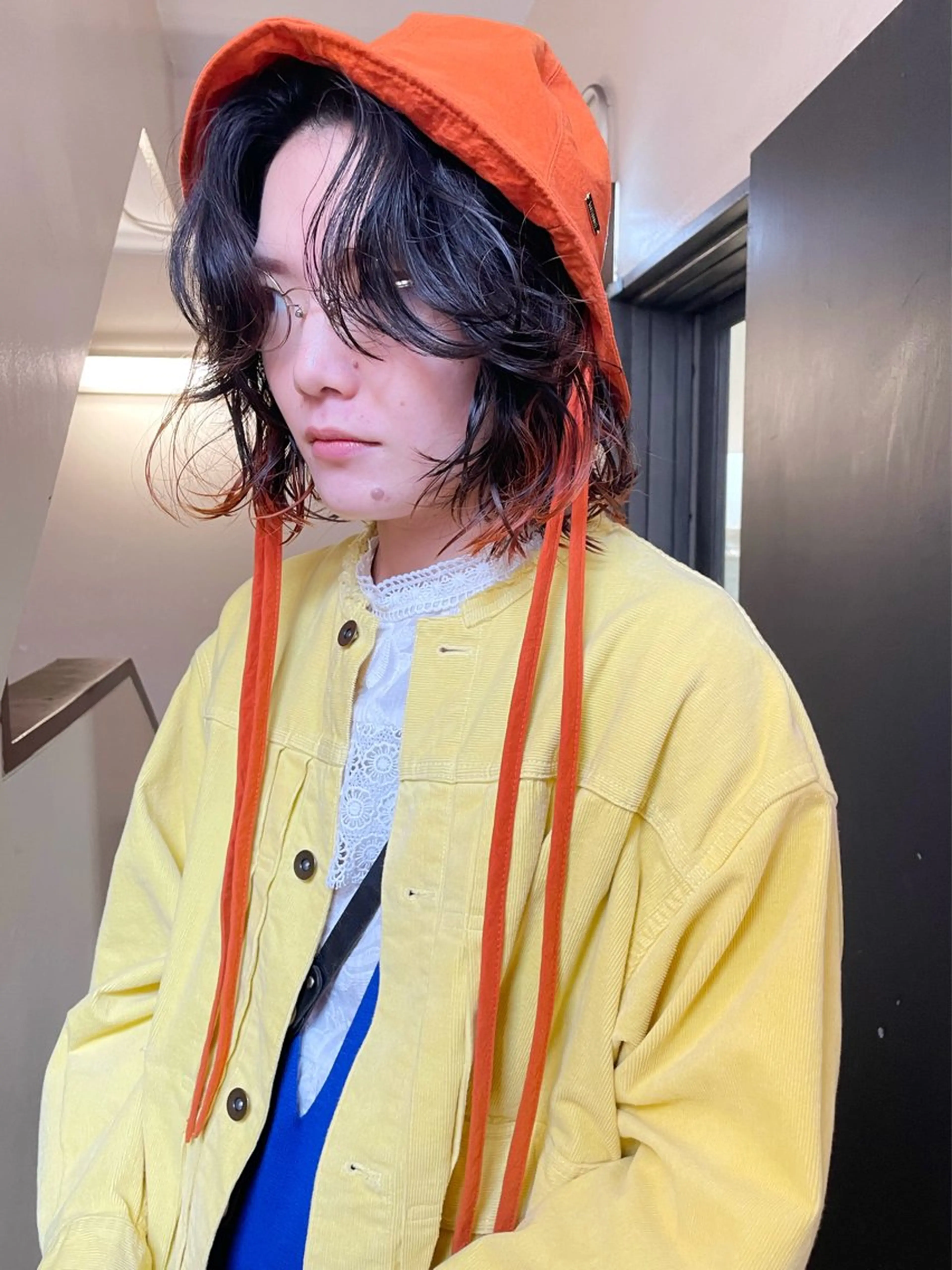 ショート カラー パーマ ヘアアレンジ くせ毛 丸山渉/パーマ エフェクトブリーチのヘアスタイル