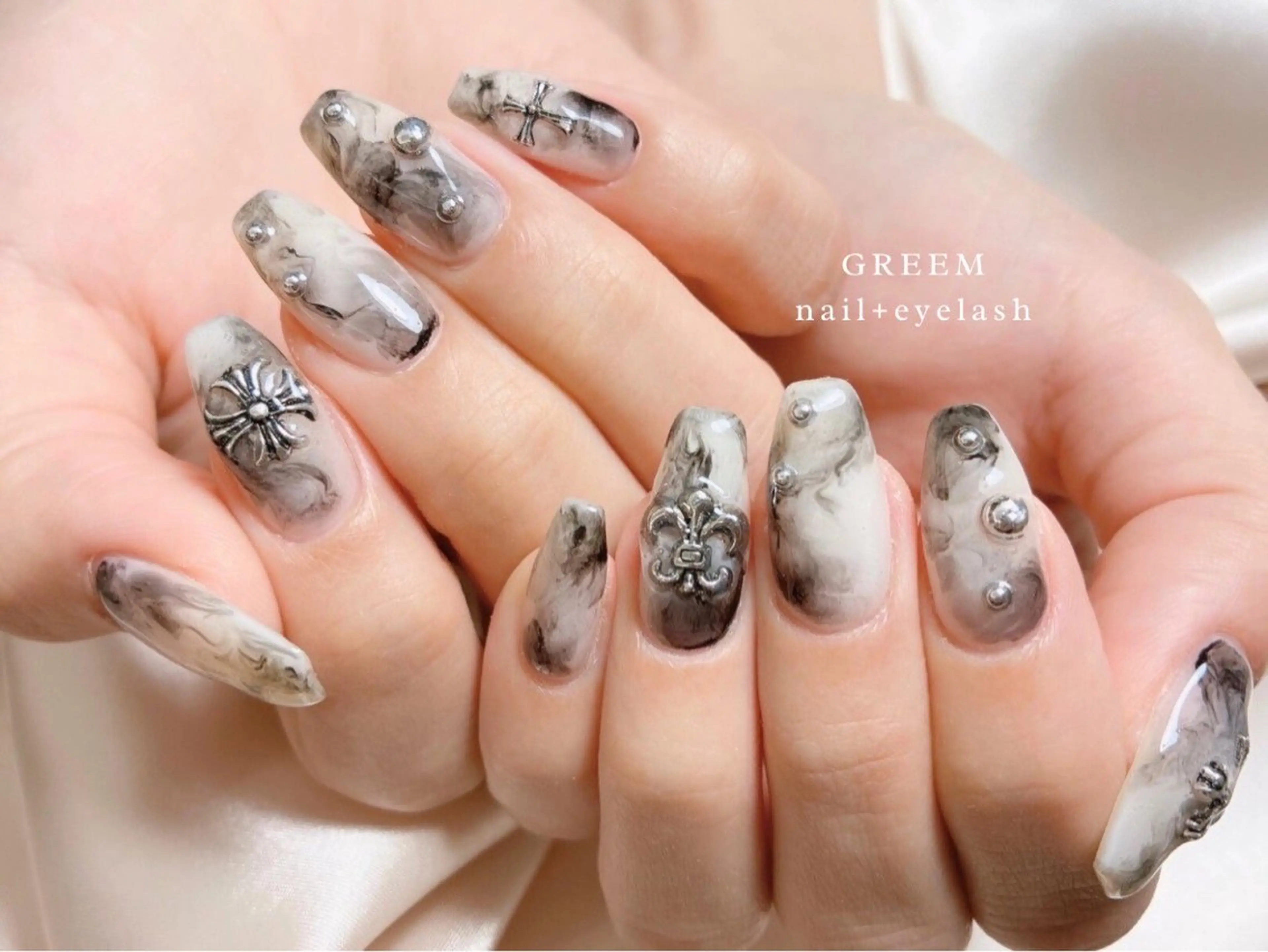 ネイル 大理石ネイル(マーブル) ハンドネイル GREEM グリームのネイルデザイン