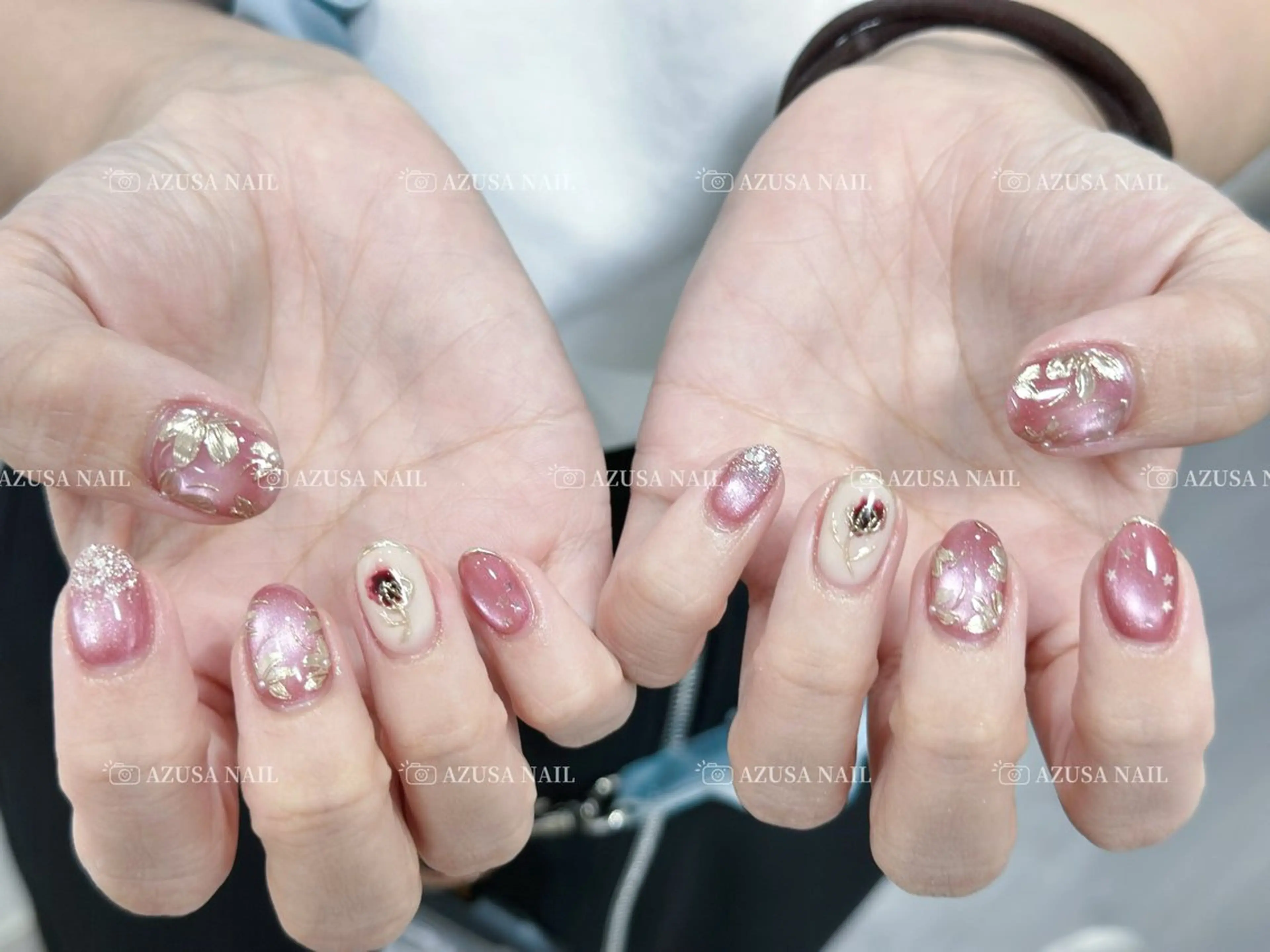 ネイル ブラウン マグネットネイル ミラーネイル オフィスネイル ショートネイル ハンドネイル 🧸自宅ネイル あずさのネイルデザイン