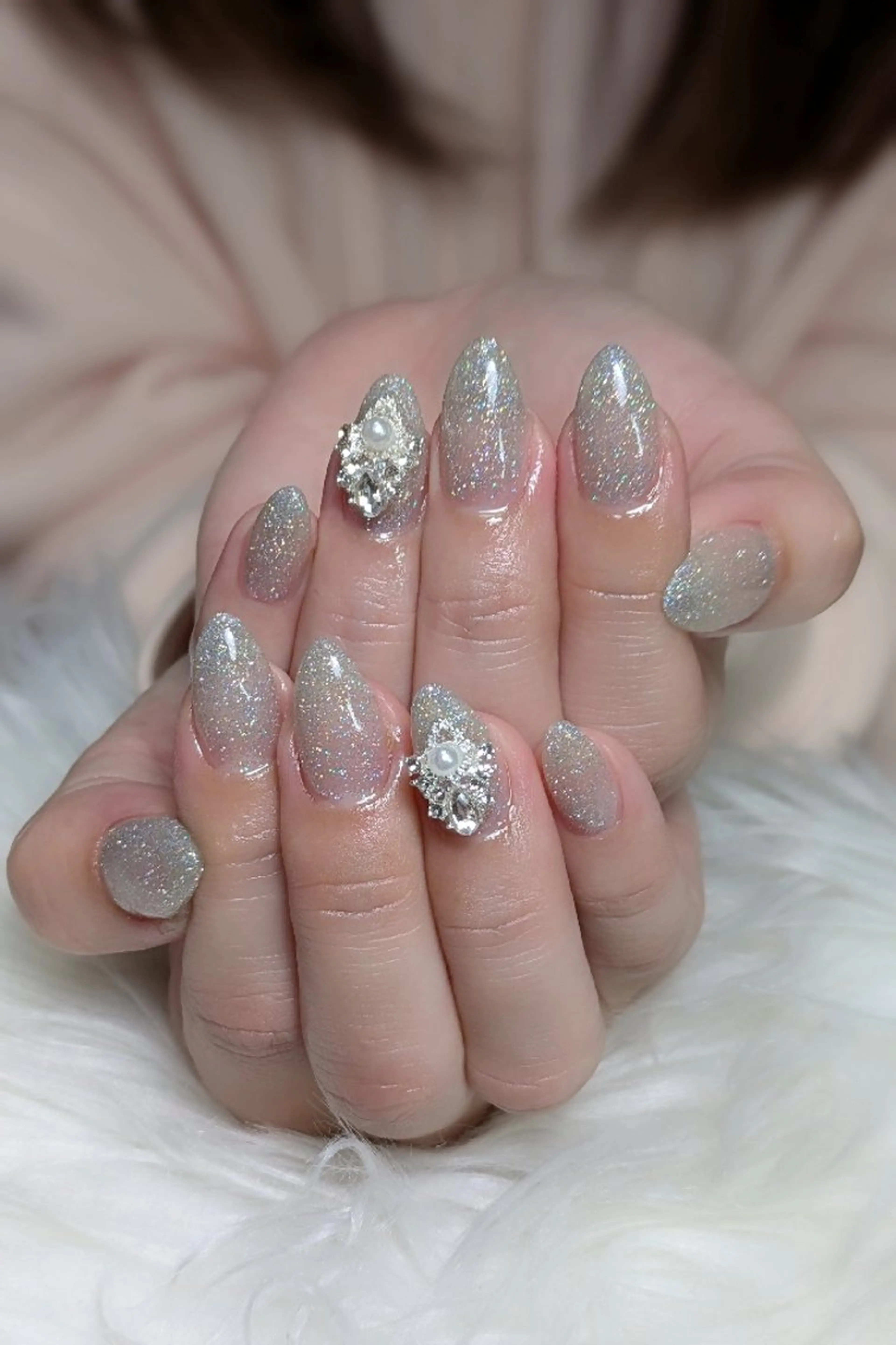 ネイル フラッシュネイル ホワイト ハンドネイル m&pPrivate nailsalonのネイルデザイン