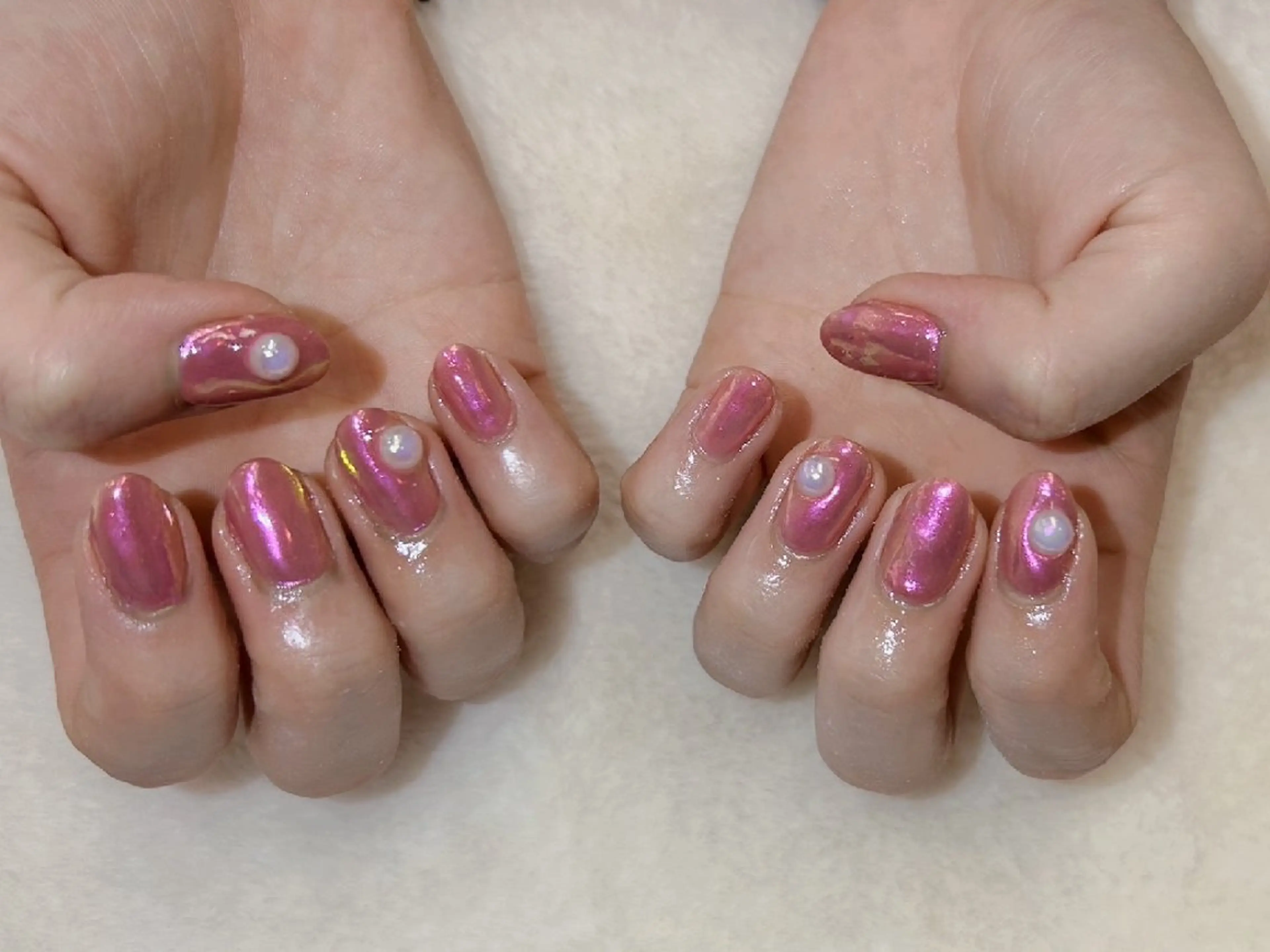 ネイル ミラーネイル ピンク 心斎橋Salon Epokkuのネイルデザイン