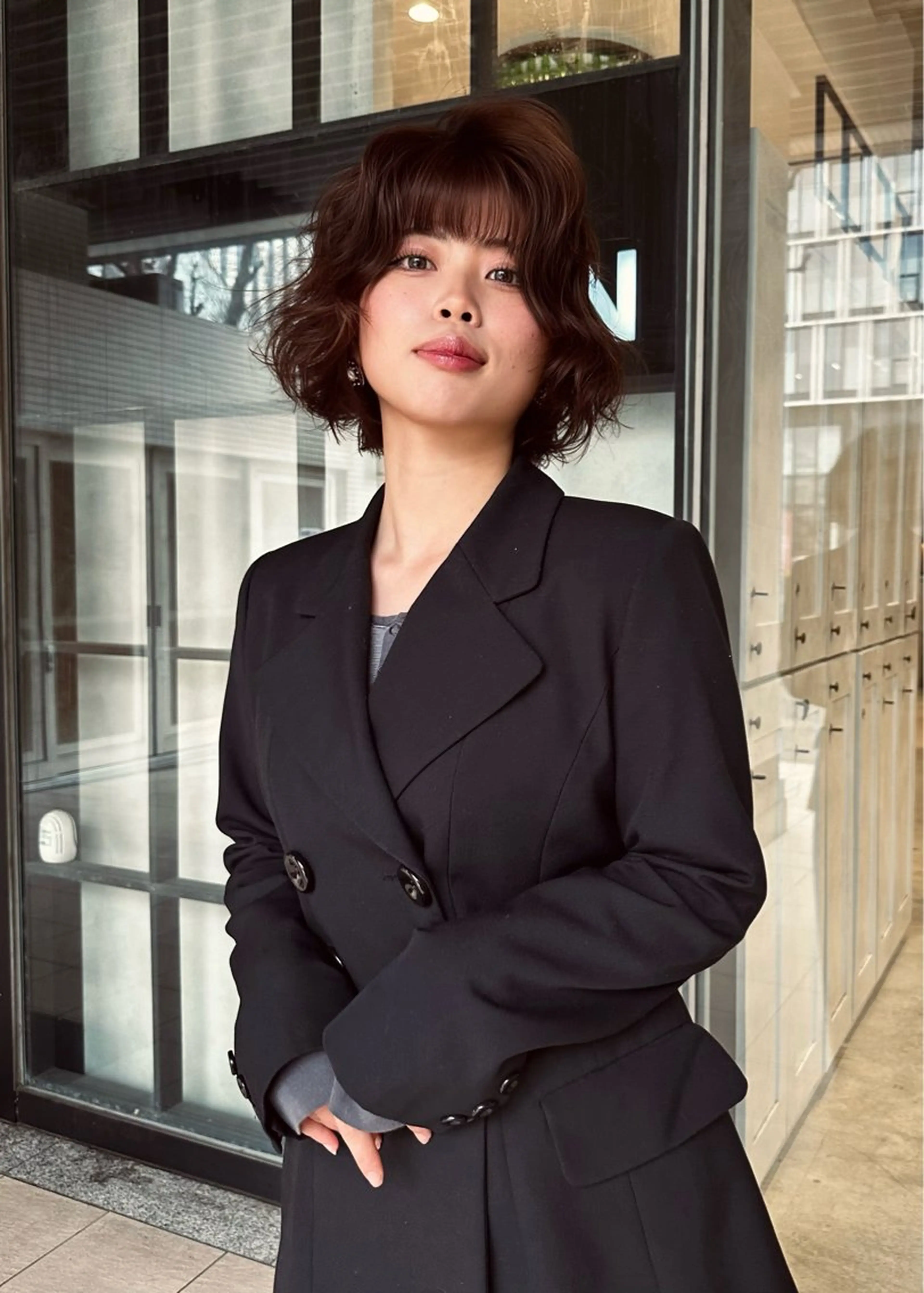 ショート カラー パーマ ボブ レイヤーカット カット パーマ DEAN所属・KEIGO/パーマ ハイトーン/DEANのヘアスタイル