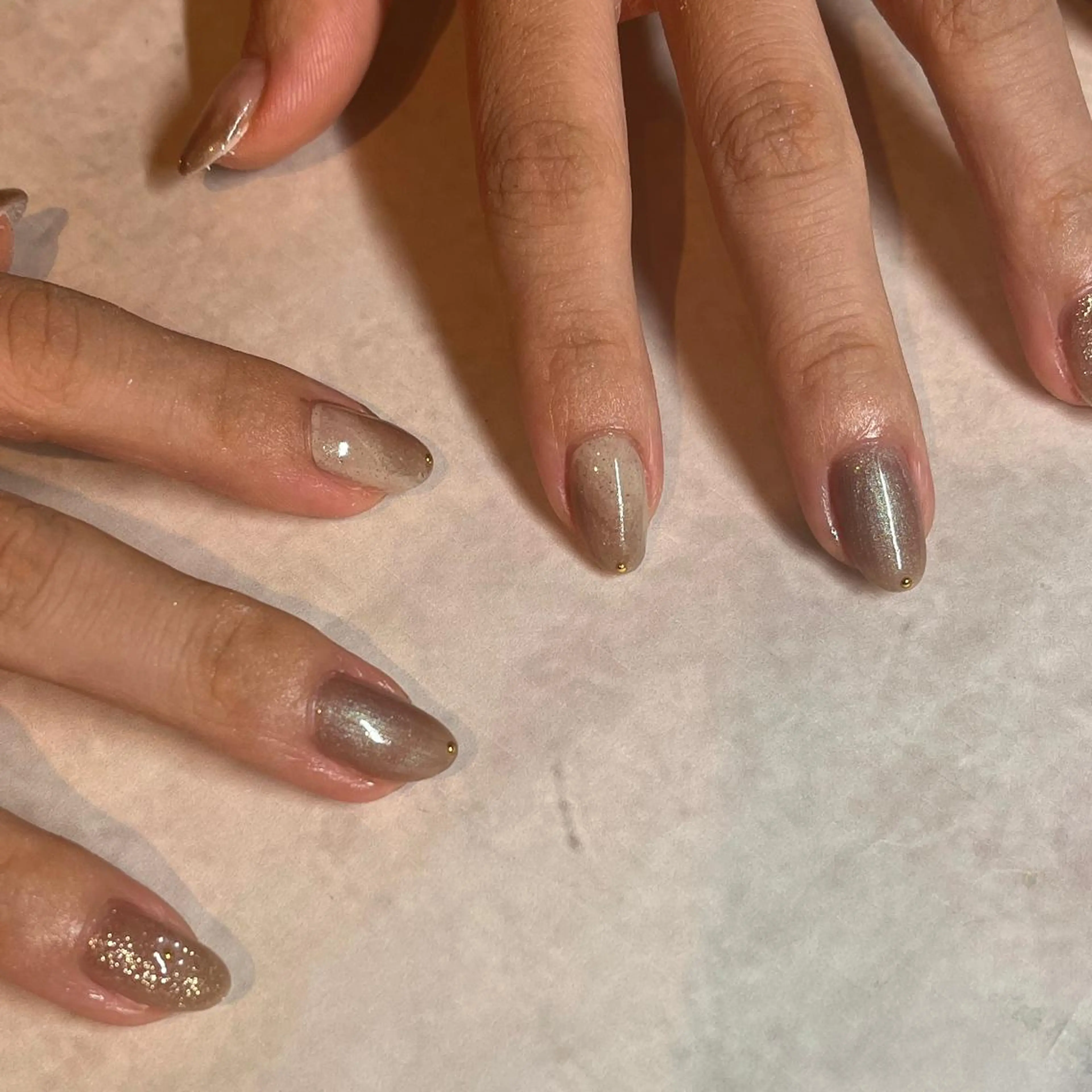 ネイル ブラウン ジェルネイル フリーランス¨̮⃝ ネイリストOKADAのネイルデザイン