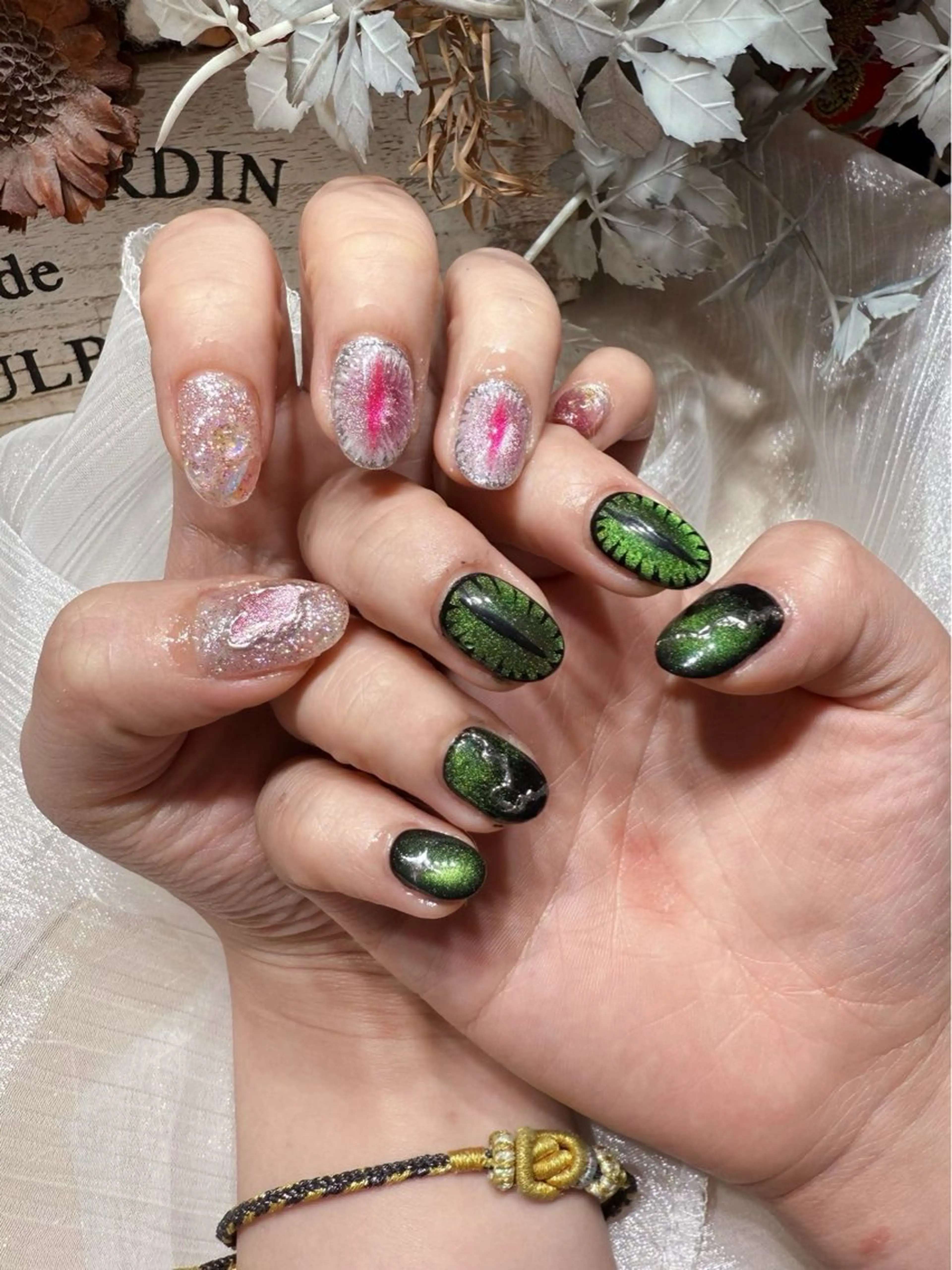 ネイル アートネイル フットネイル ジェルネイル ハート マグネットネイル Babarla Nailのネイルデザイン