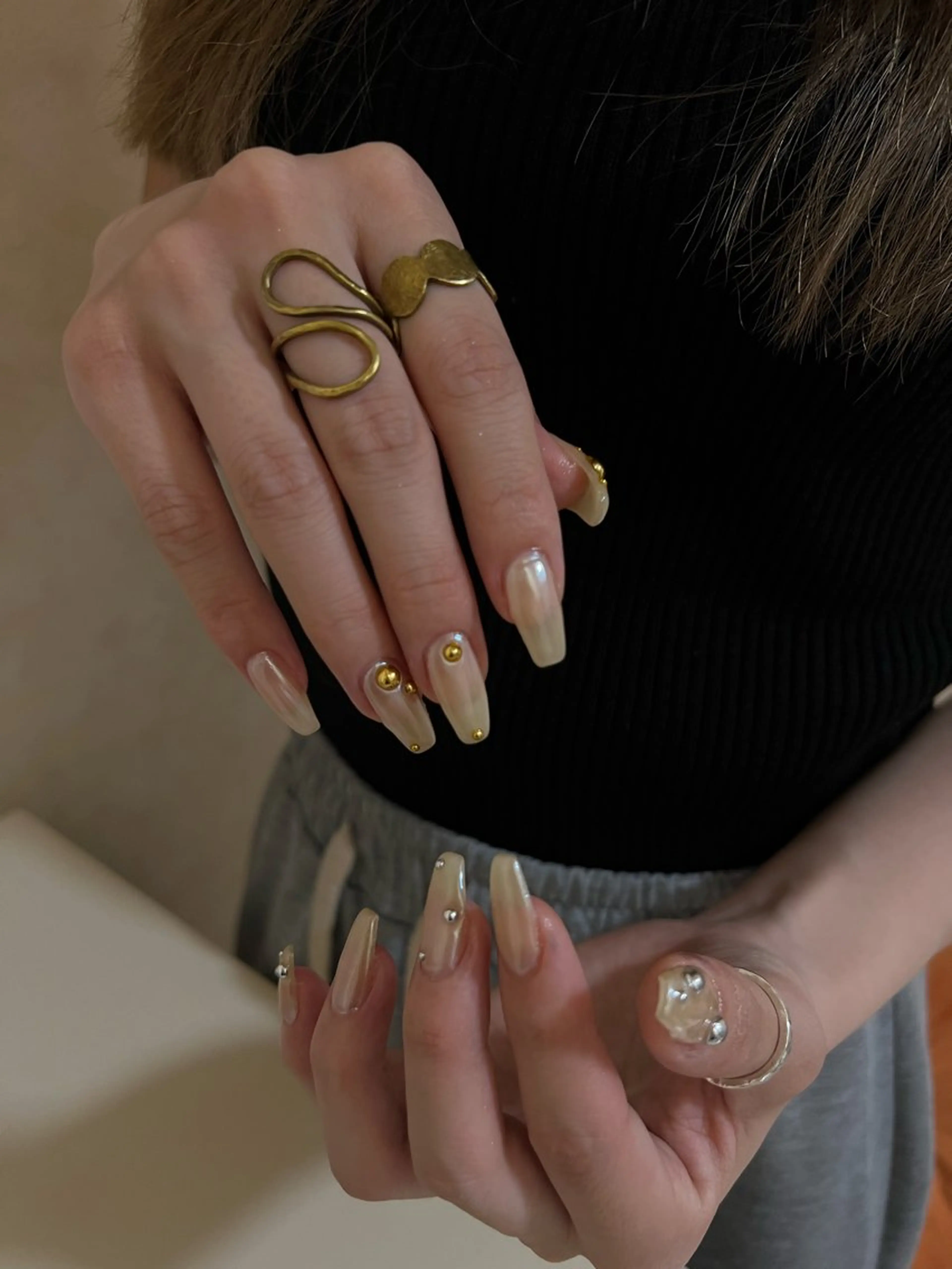 【他店オフ込】handミラー/オーロラネイル　¥5500の写真