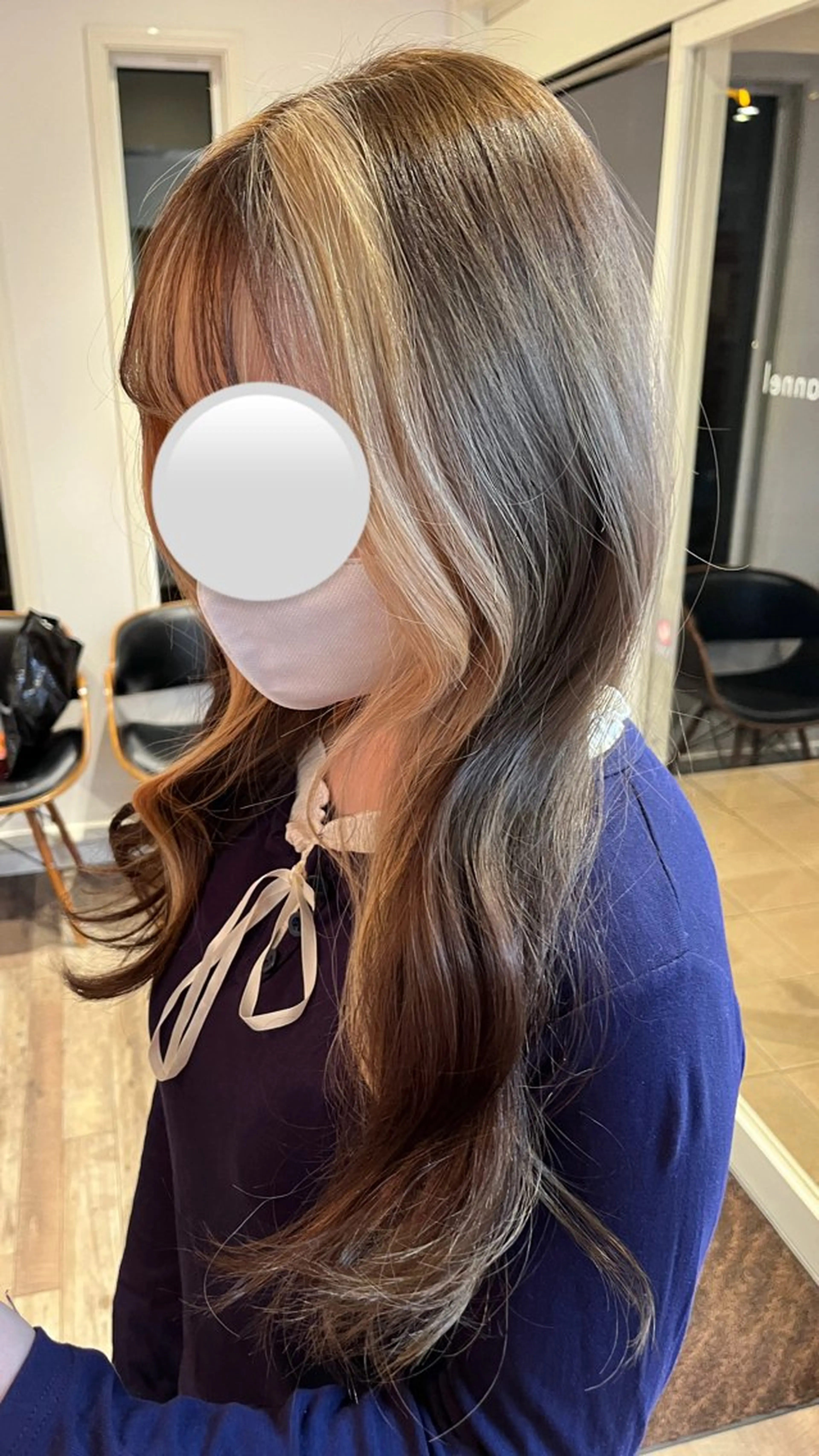 ロング カラー ミストバング  フェイスフレーミング ヘアカラー 石渡 瑠菜のヘアスタイル