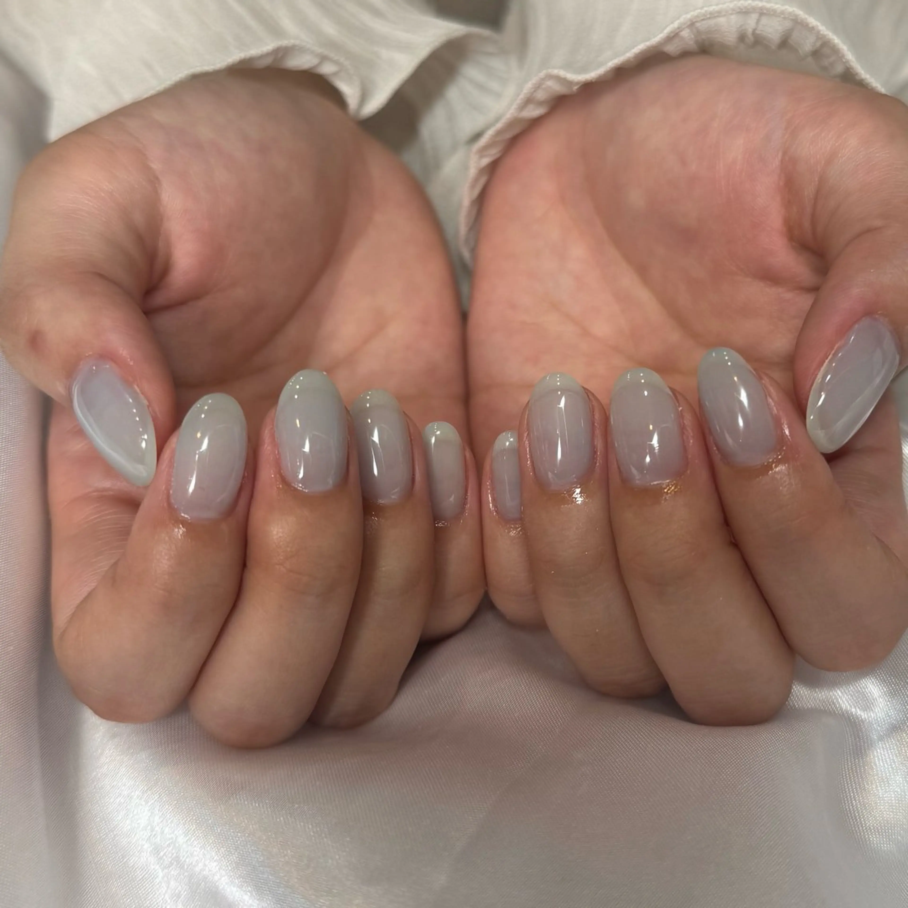 ネイル ブルー ワンカラーネイル Rommy Arisaのネイルデザイン