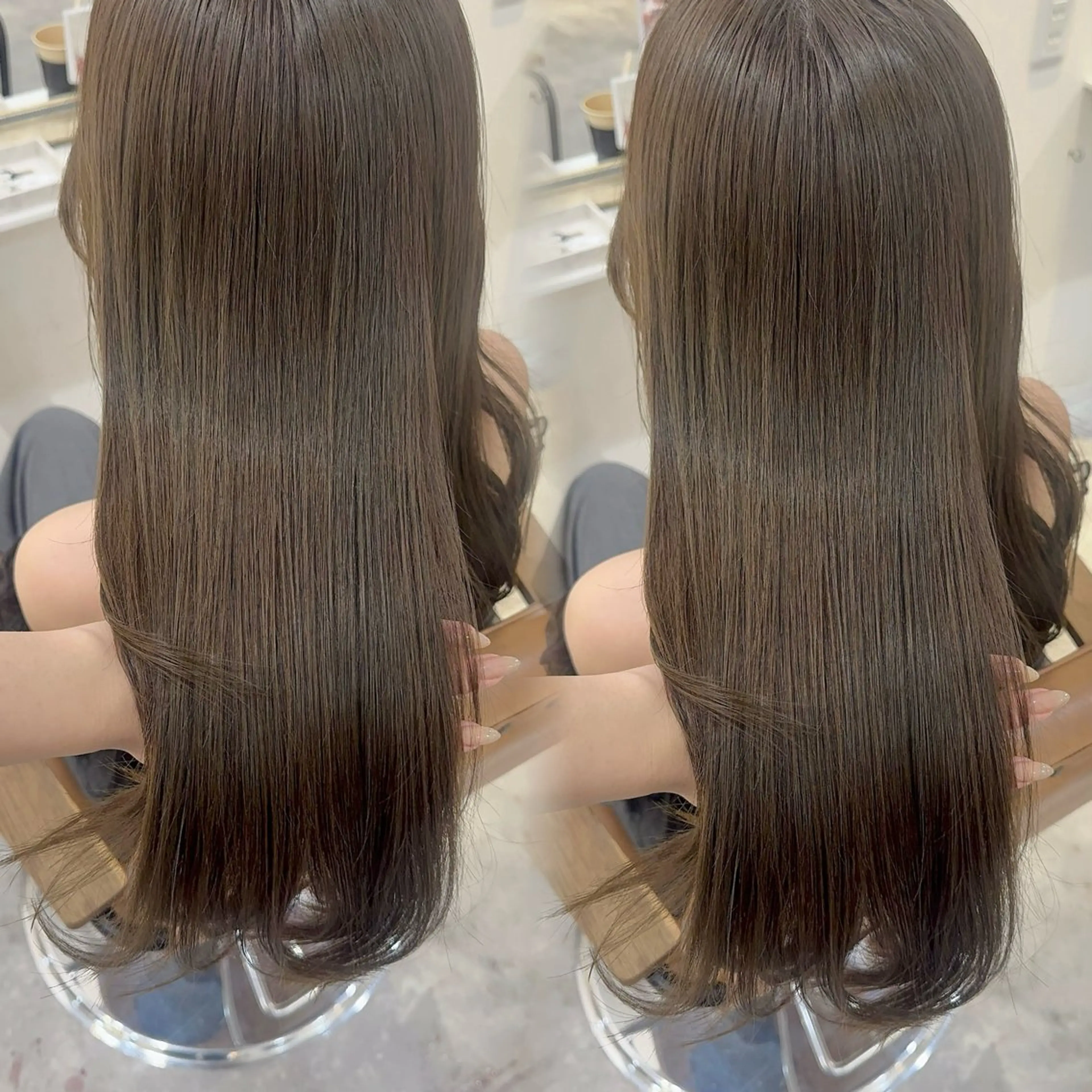 ロング カラー アッシュ アッシュブラウン ベージュカラー 黒髪 ブリーチ ヘアカラー トリートメント 赤み無し柔らかカラー 【梅田】madokaのヘアスタイル