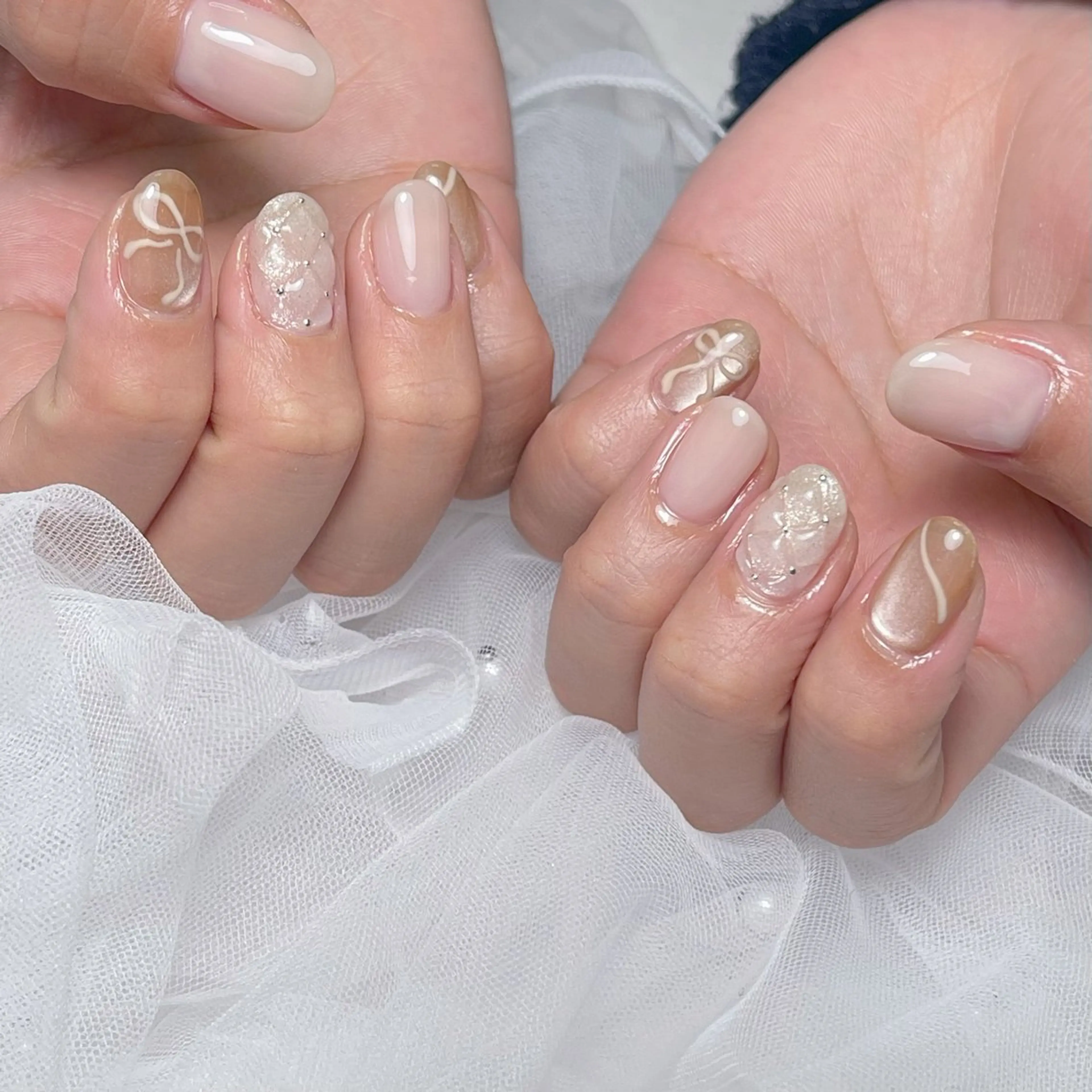 ネイル アートネイル 長さ出し ジェルネイル 韓国ネイル 持ち込み ハンドネイル RE SALONのネイルデザイン