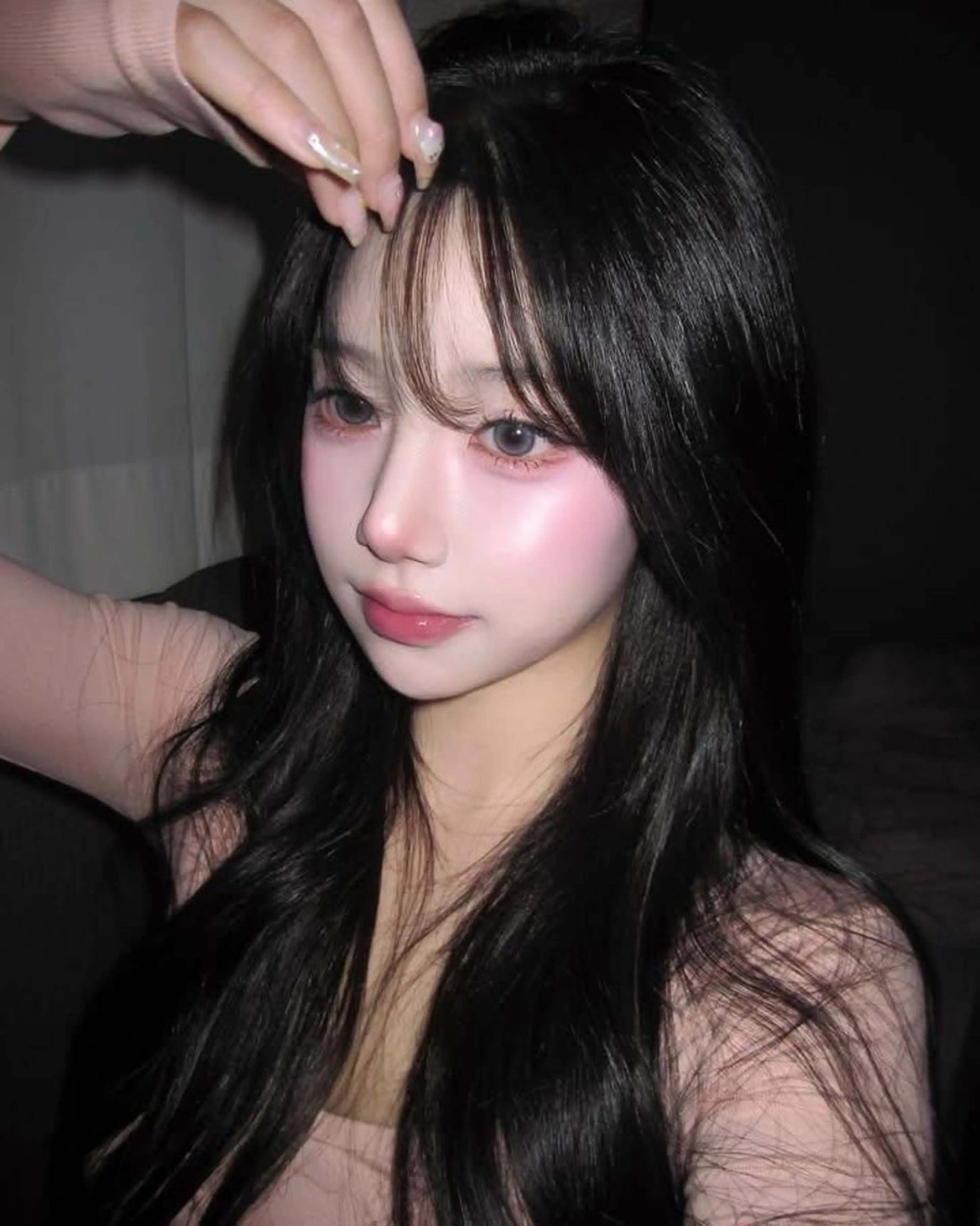 ロング カラー カット ヘアカラー 韓国風暗髪ヘア🤍 🫧MIREIのヘアスタイル