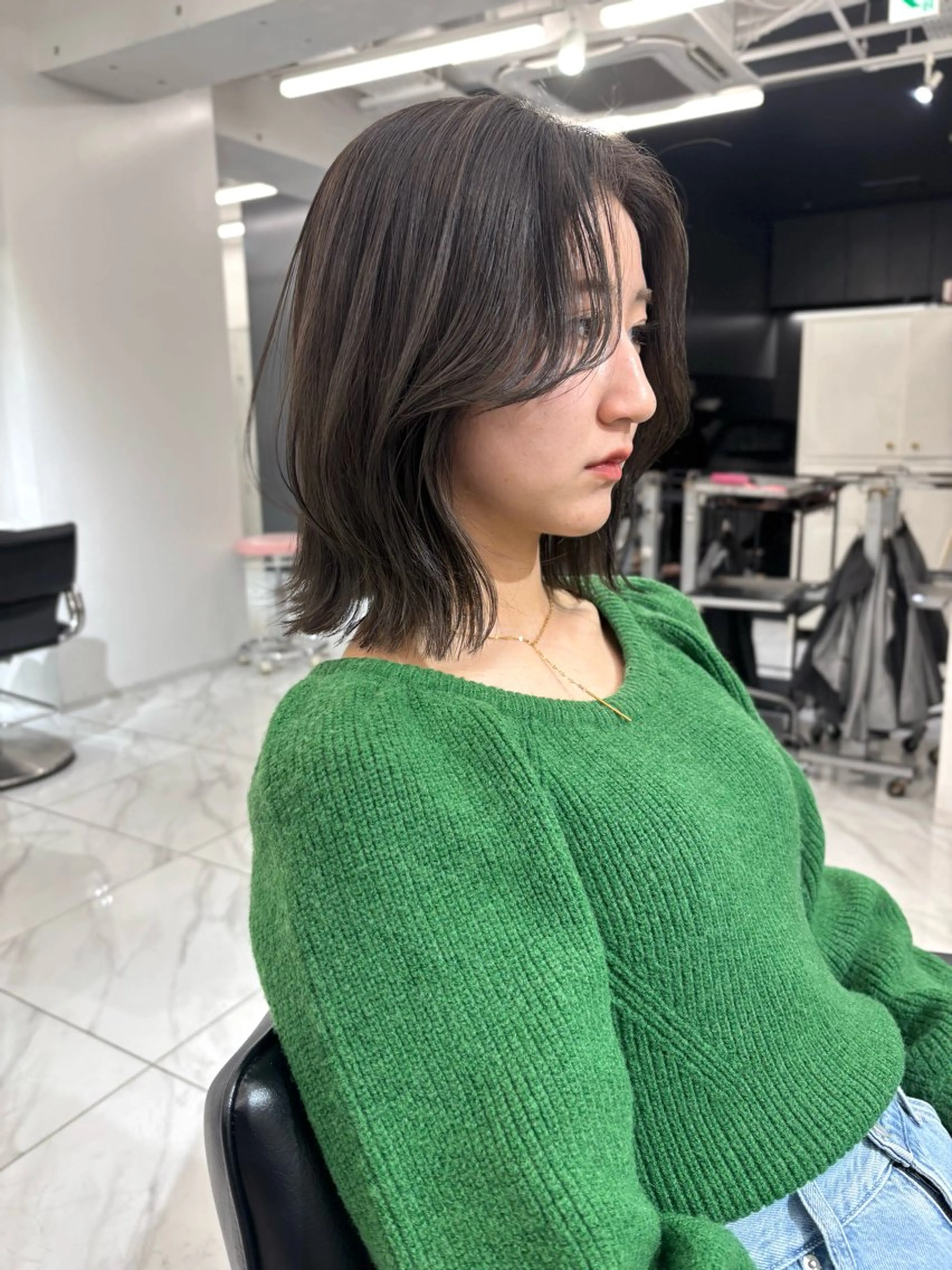 ミディアム カラー ボブレイヤー グレージュ ボブ レイヤーカット 大人韓国ヘア 渋谷/Satsukiのヘアスタイル