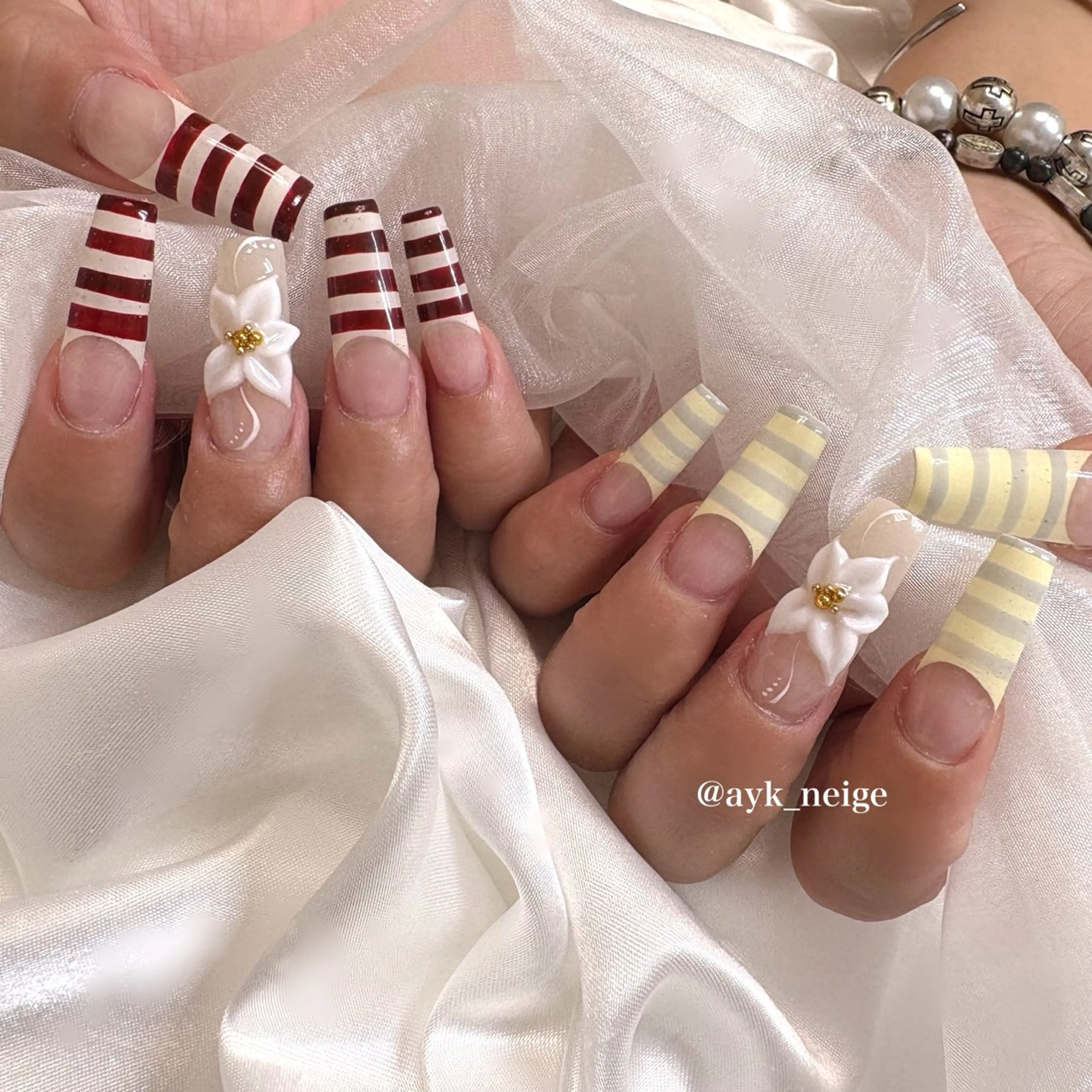 ネイル フットネイル キラキラネイル 韓国ネイル リボン シンプルネイル n'eige nail所属・大谷 綾香のネイルデザイン