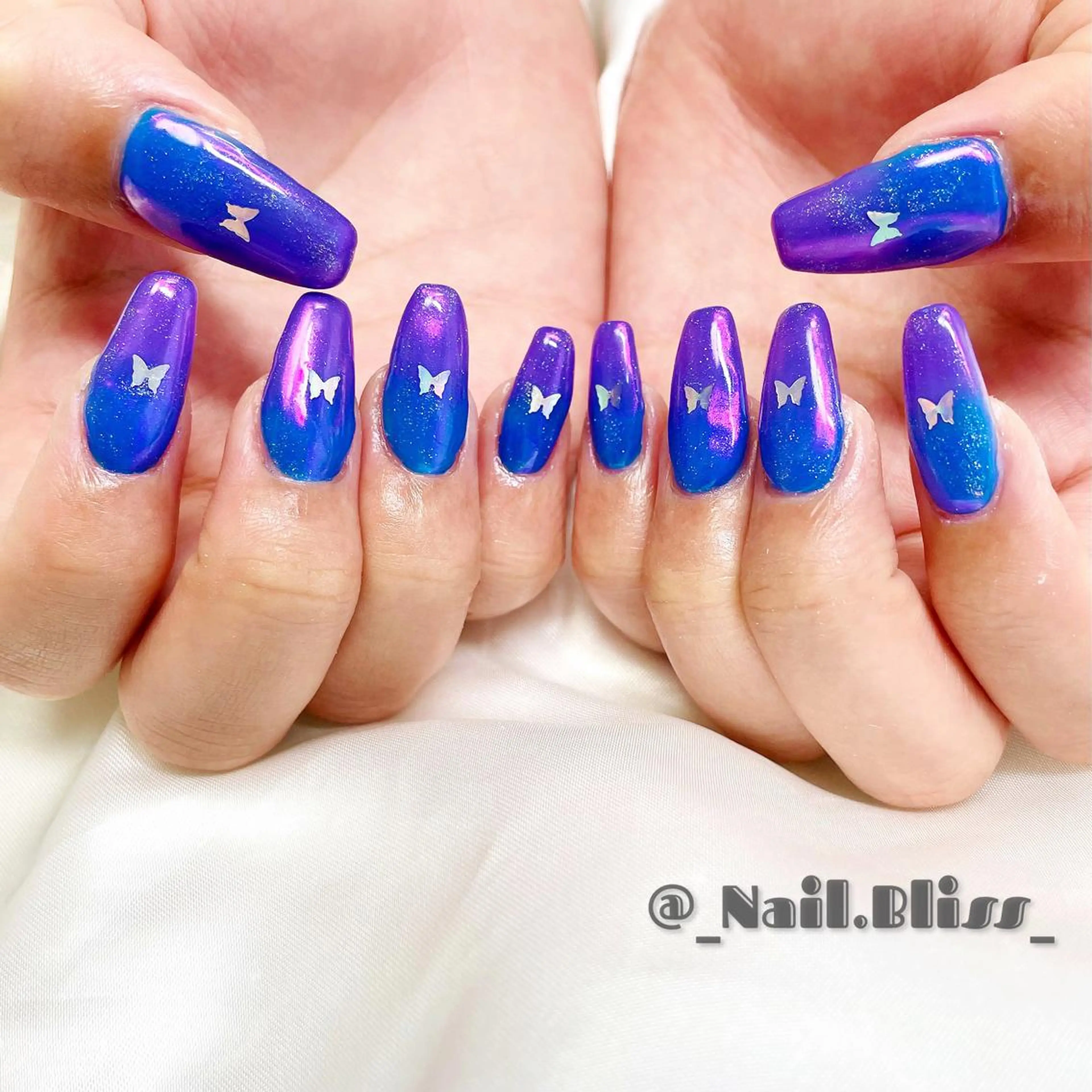 ネイル ブルー パープル ハンドネイル NAIL BLISSのネイルデザイン