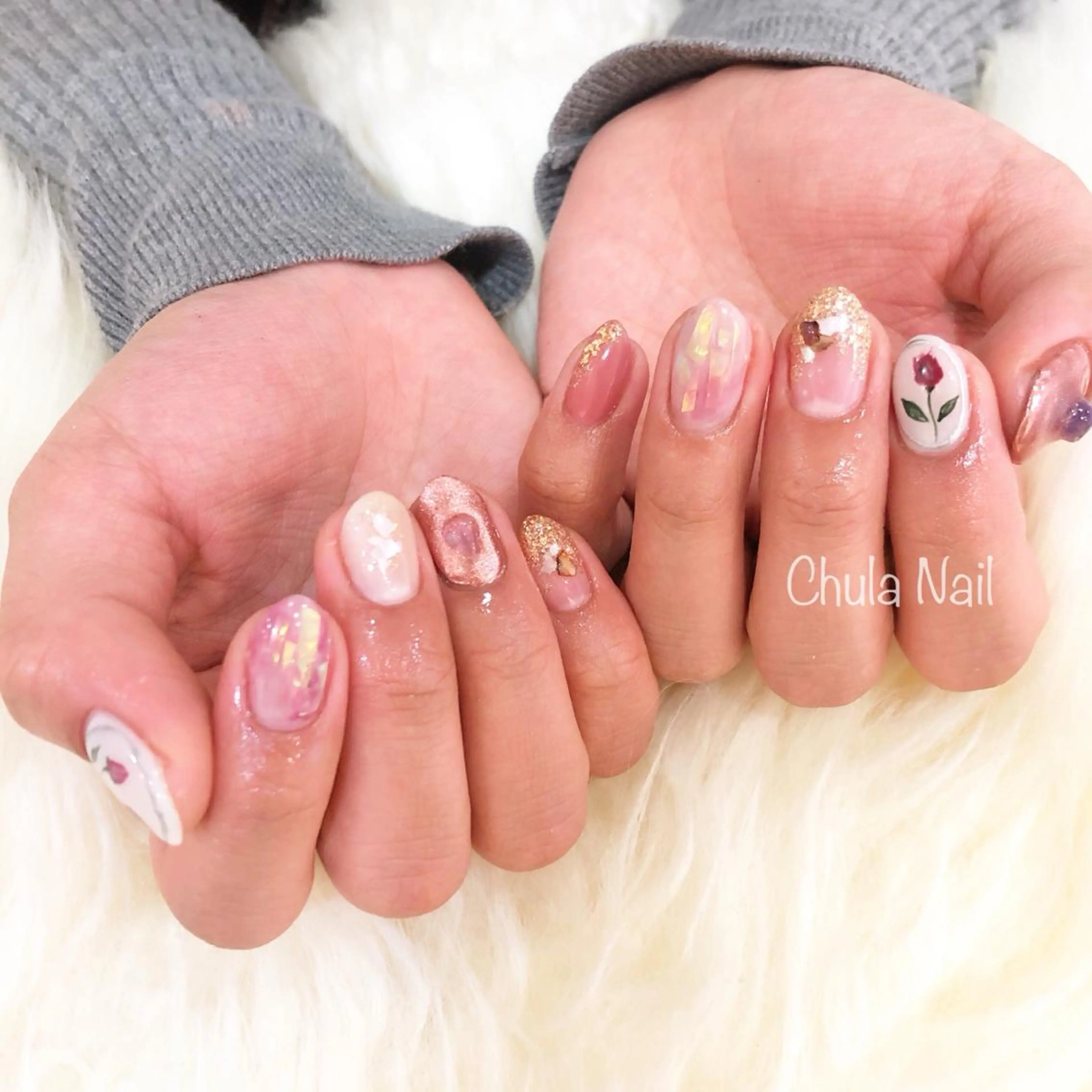 ネイル フラワーネイル ニュアンスネイル ëmma nail_ by chulaのネイルデザイン