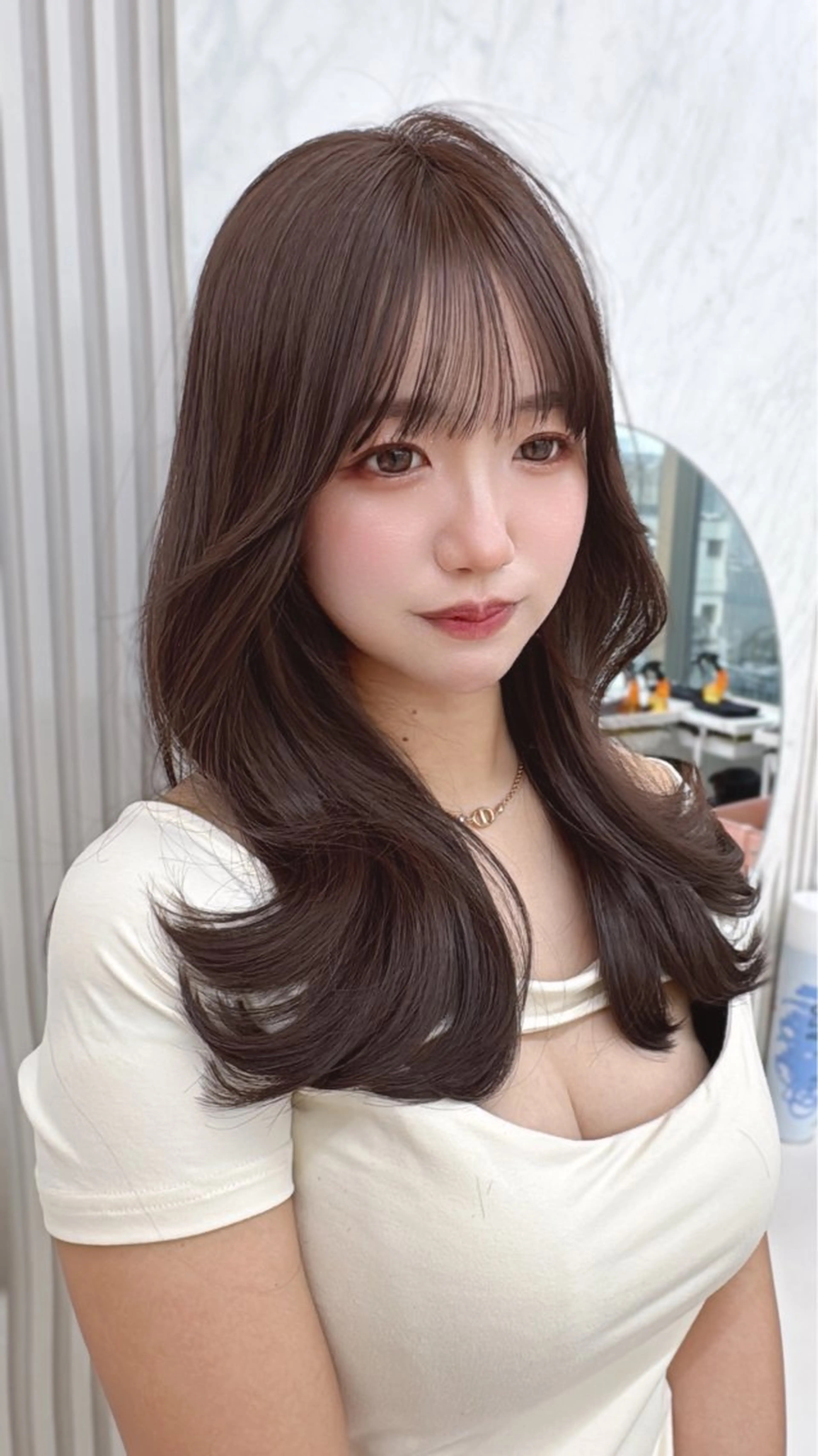 セミロング カット トリートメント レイヤーカット/ 顔まわり/アオイのヘアスタイル