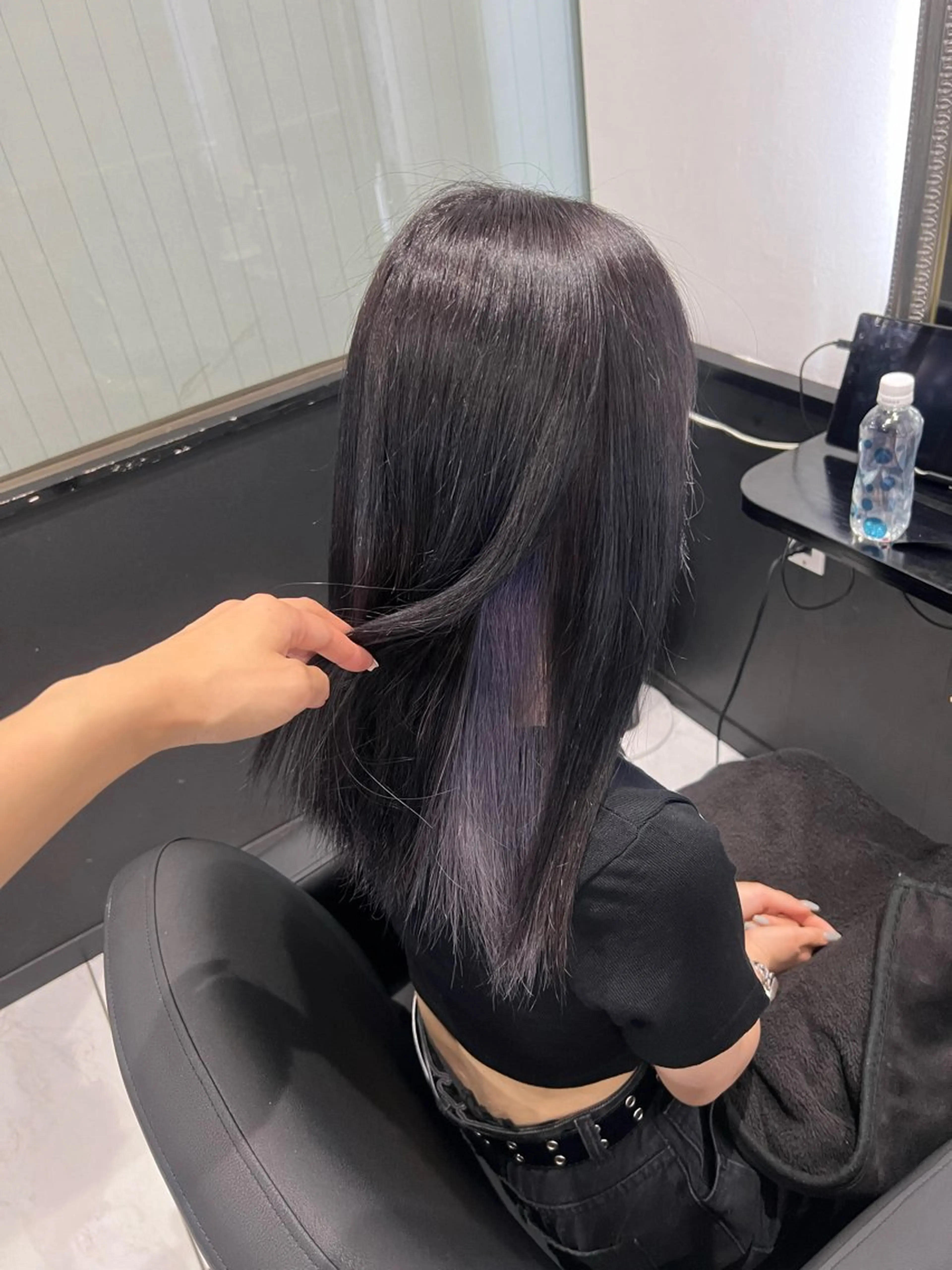 ミディアム カラー ブリーチ ケアブリーチ インナーカラー パープルカラー バイオレットカラー YUDU🍊 germe/ジェルムのヘアスタイル