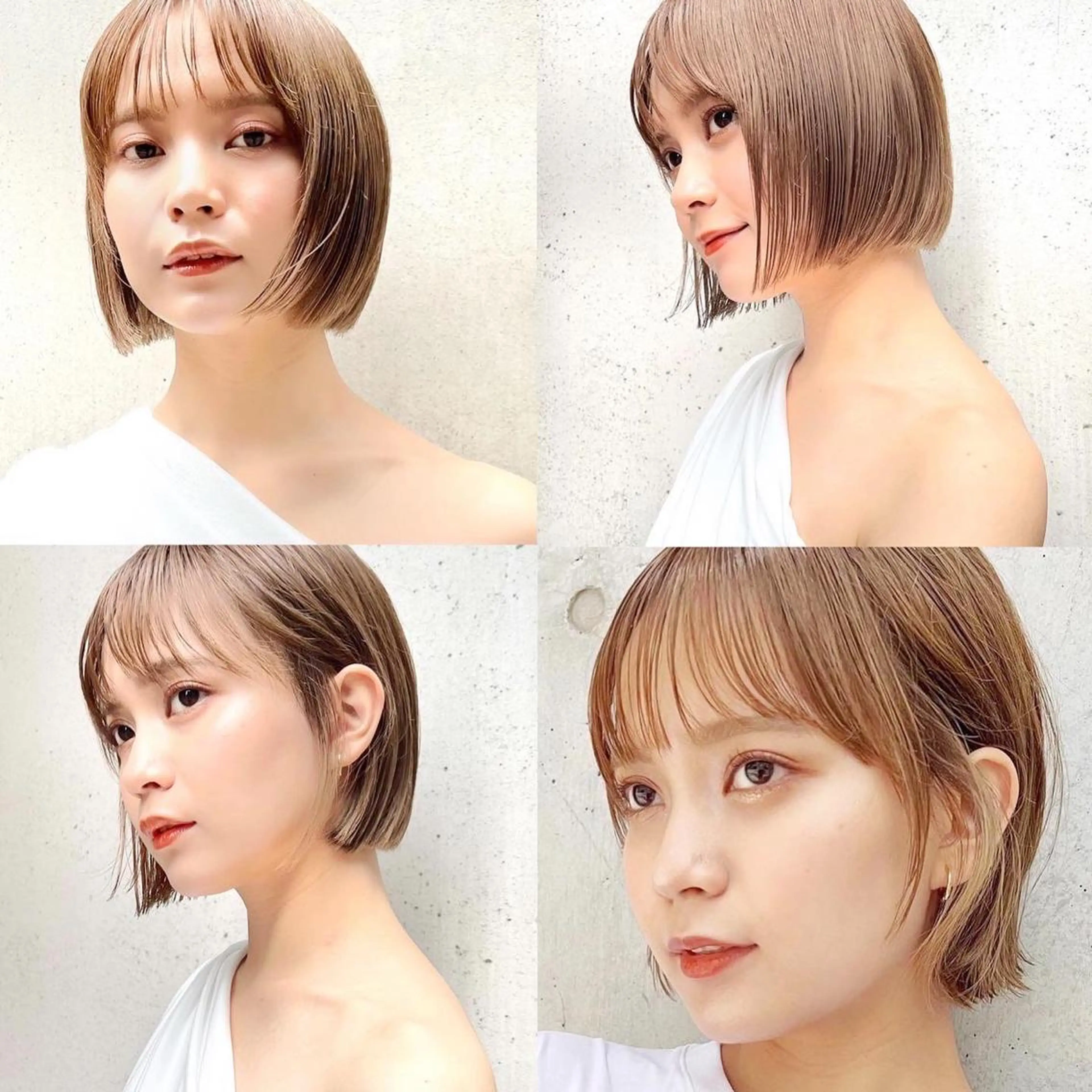 ミディアム カラー ベージュカラー 透明感カラー グレージュ ボブ カット ヘアカラー トリートメント レイヤー専門家 ダブルカラー修のヘアスタイル