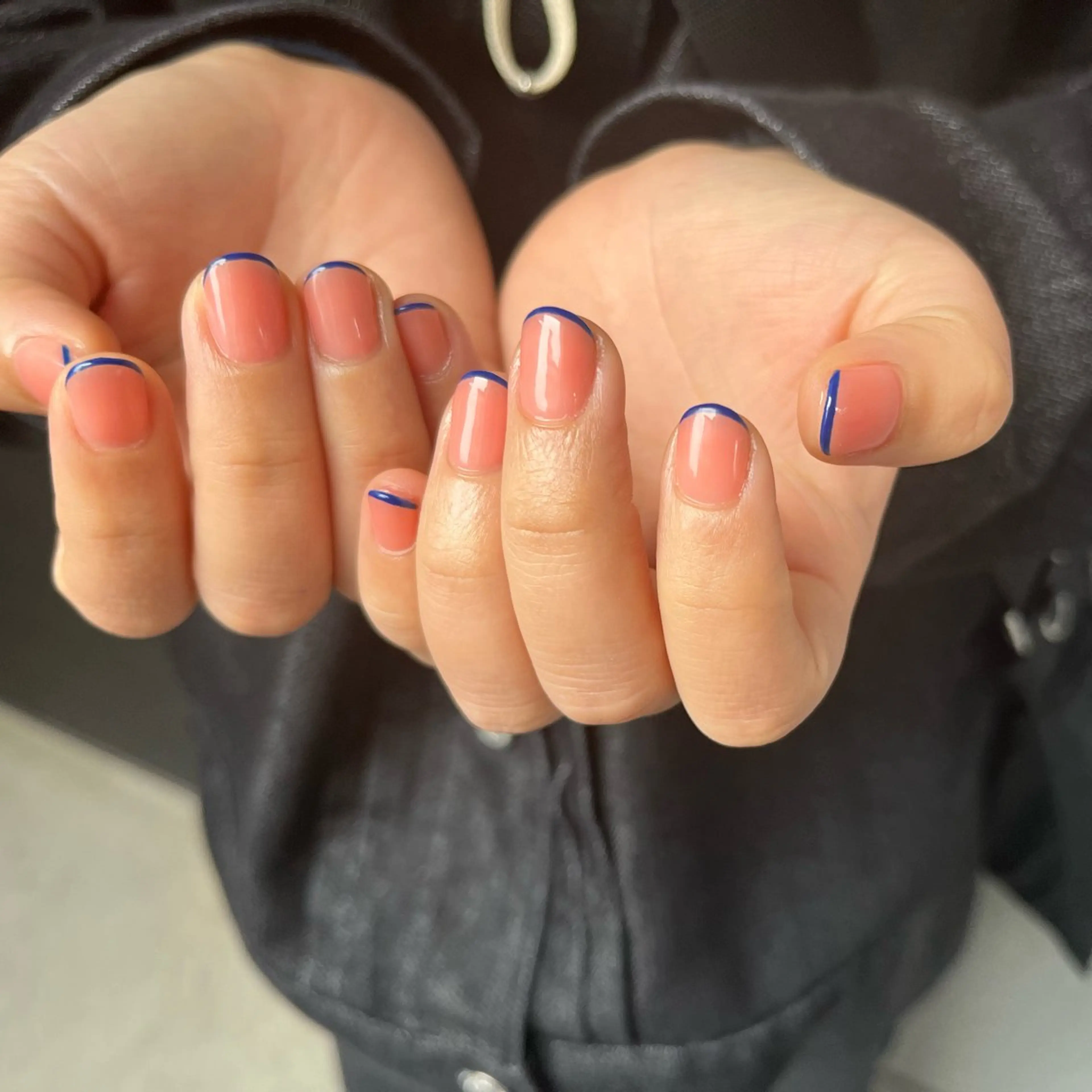 ネイル ブルー フレンチネイル ピンク nailsalon R’のネイルデザイン