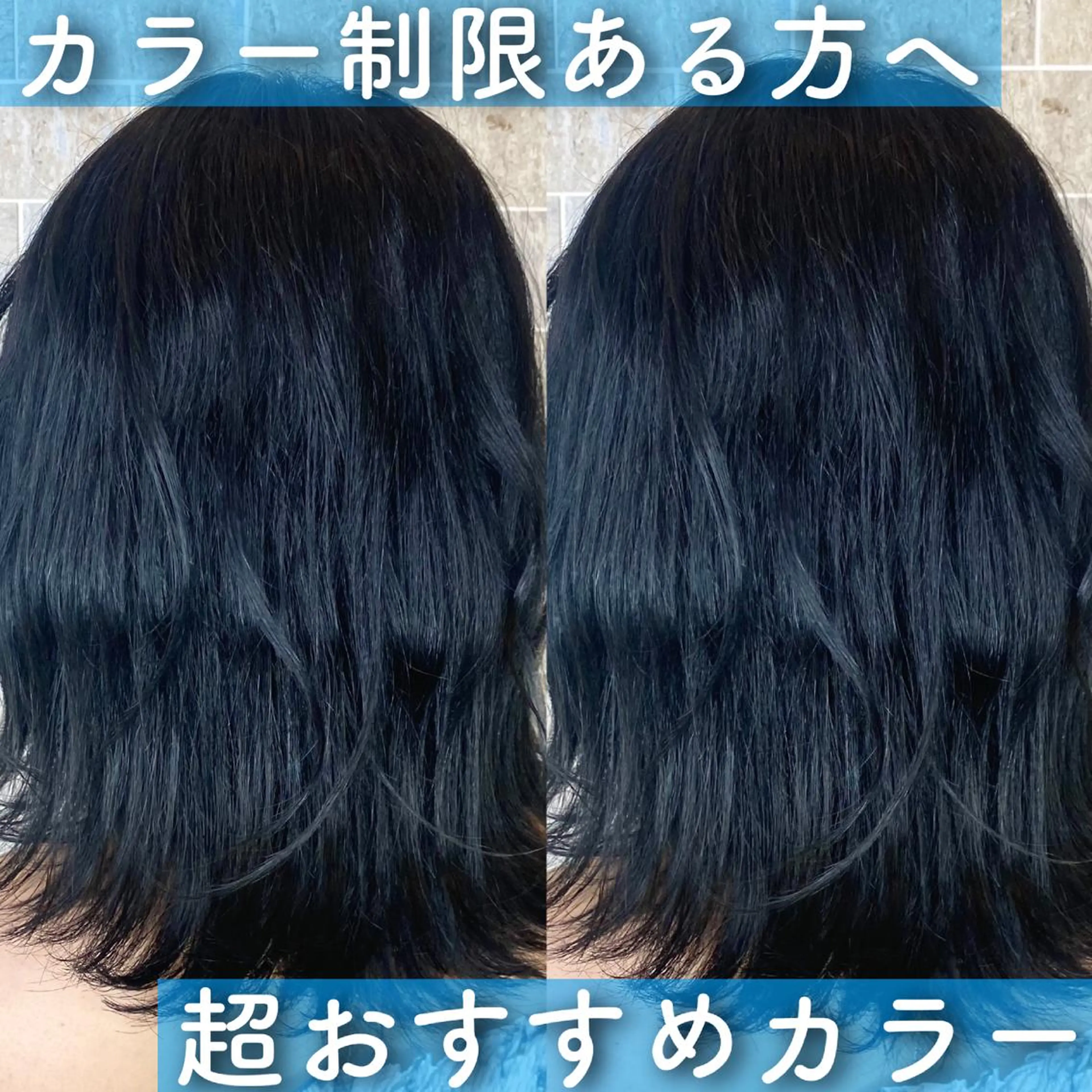 ミディアム カラー 黒髪 ブルーカラー ブルーブラック 小嶋 秀明/ 本物の髪質改善⭐️のヘアスタイル