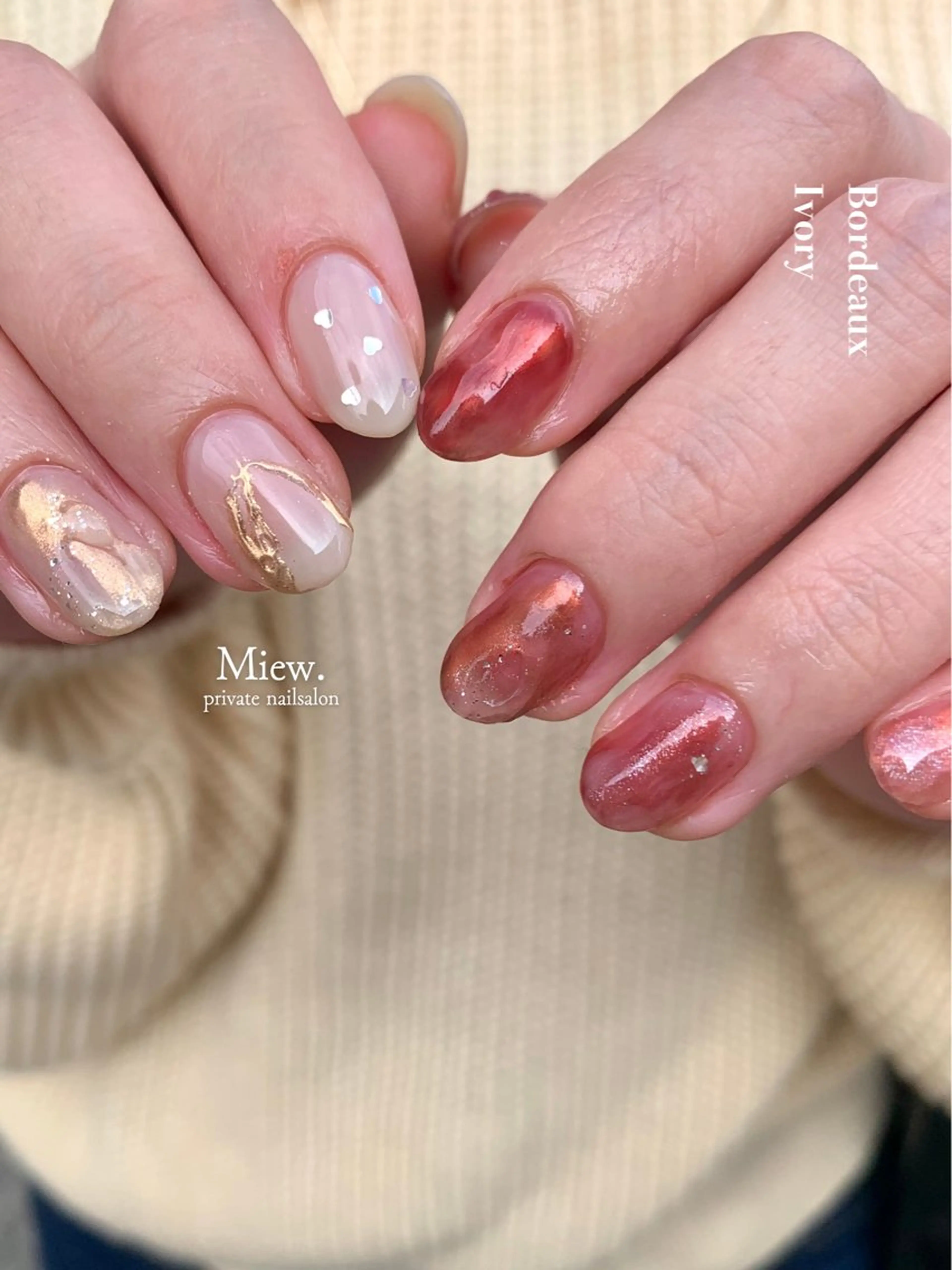 ネイル ボルドー Mina🫧 【Miew.】のネイルデザイン