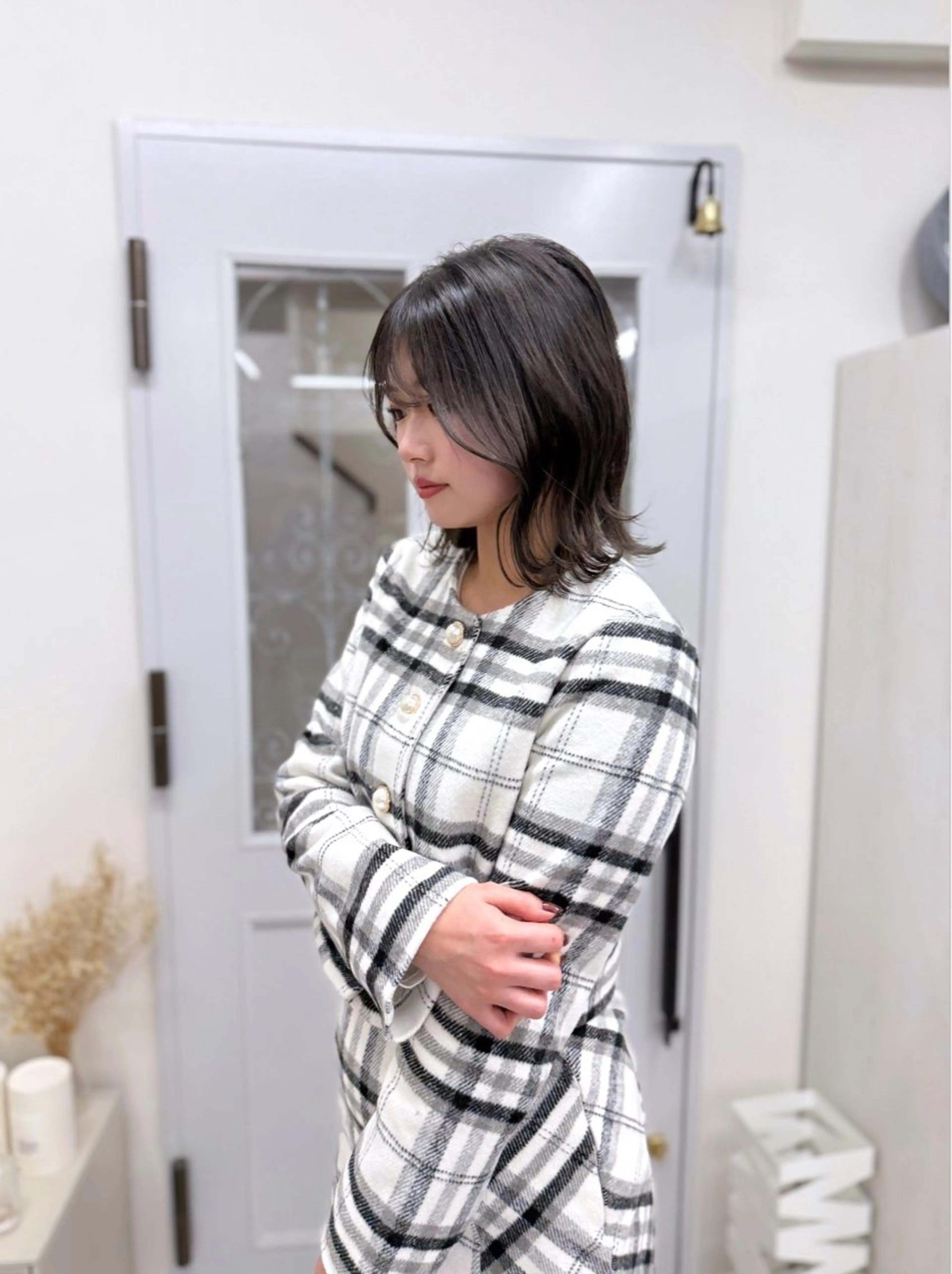 ミディアム ヘアアレンジ くびれヘア 水尻 佑奈のヘアスタイル