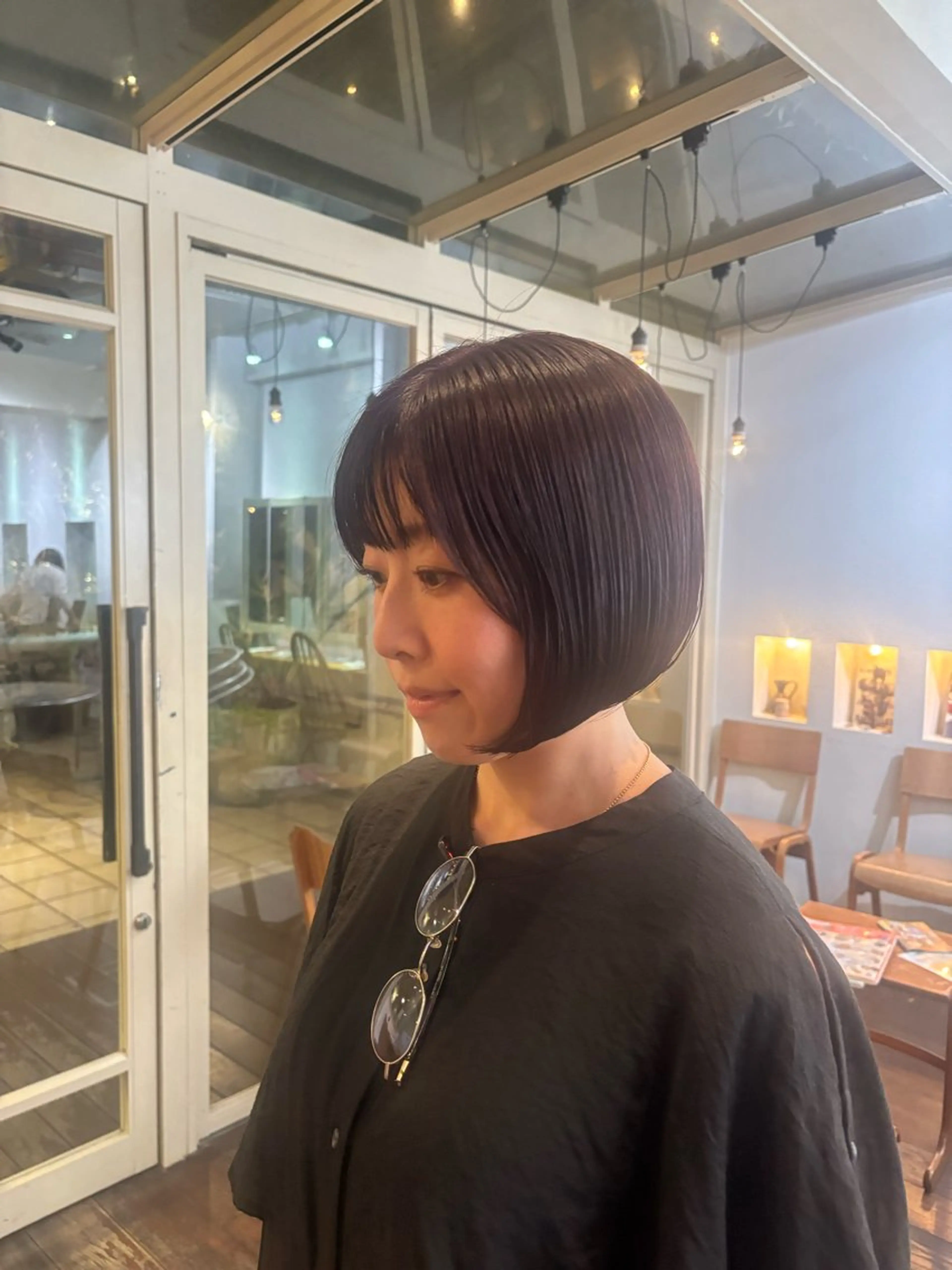 セミロング カラー くいた あやなのヘアスタイル
