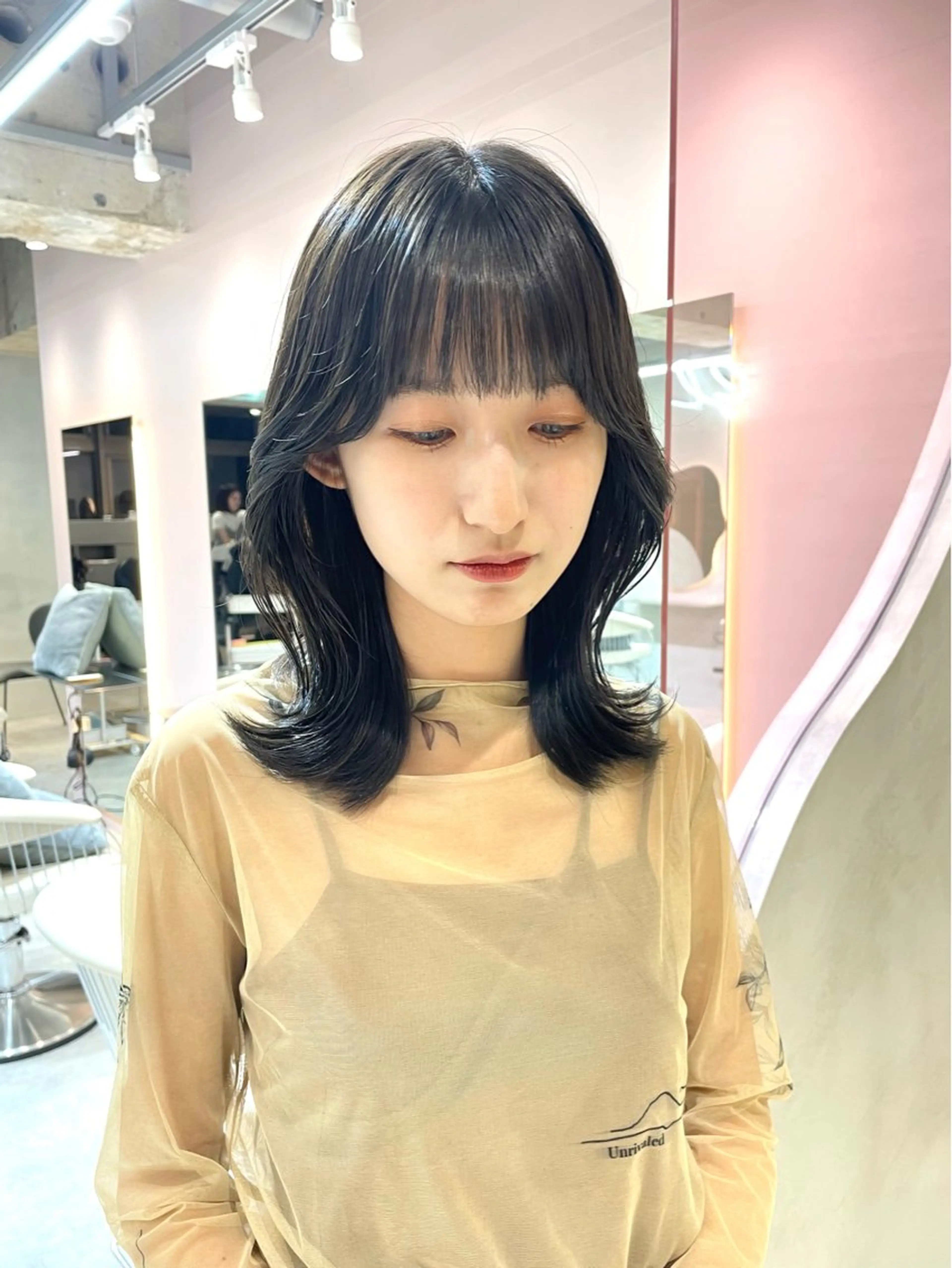 ミディアム カラー 美髪矯正 ブリーチな しダブル🍒❤ゆうきのヘアスタイル