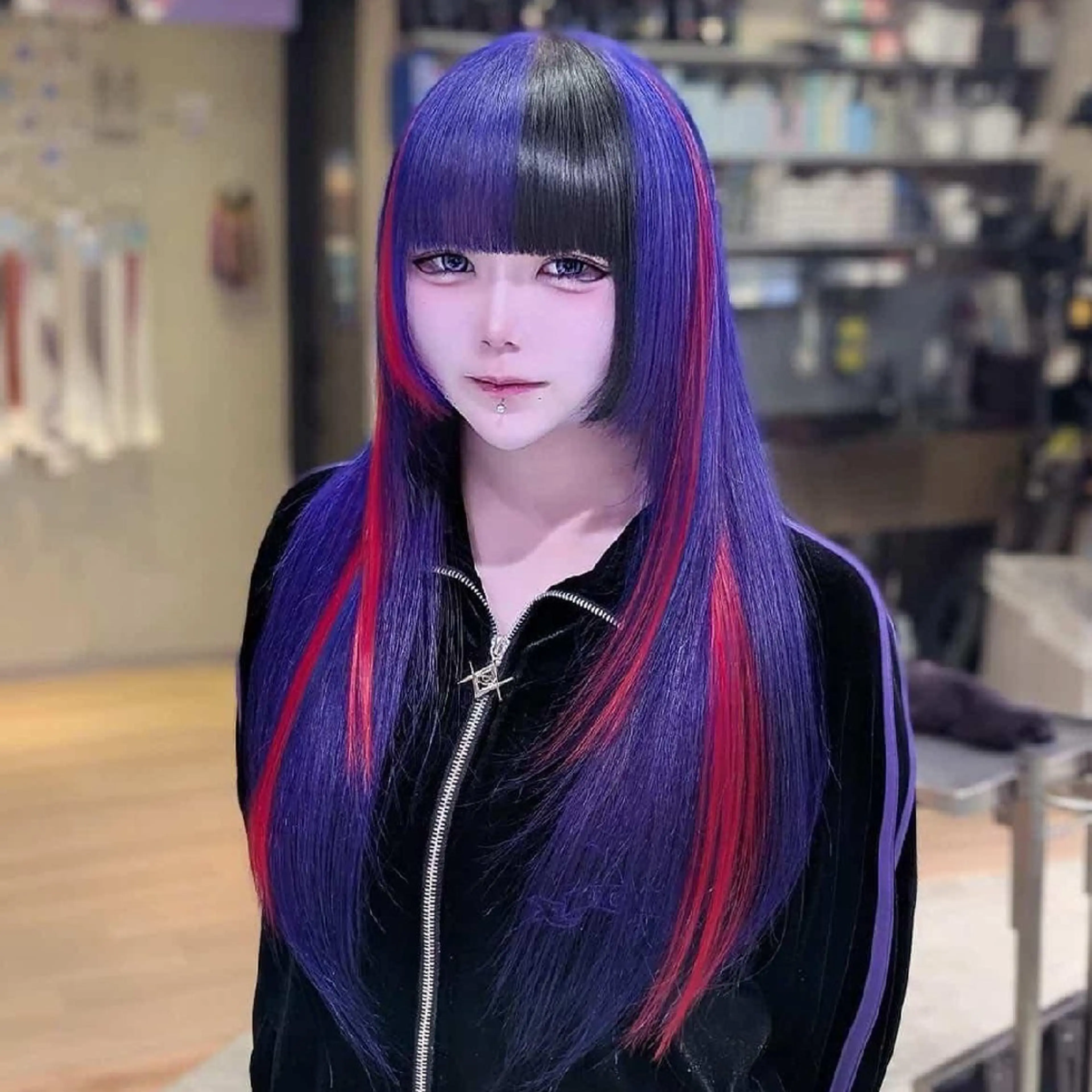 カラー ロング ハイトーンカラー メッシュ エクステ ヘアカラー 推しカラー🦉にじさ んじカラー🌈🕒✨のヘアスタイル