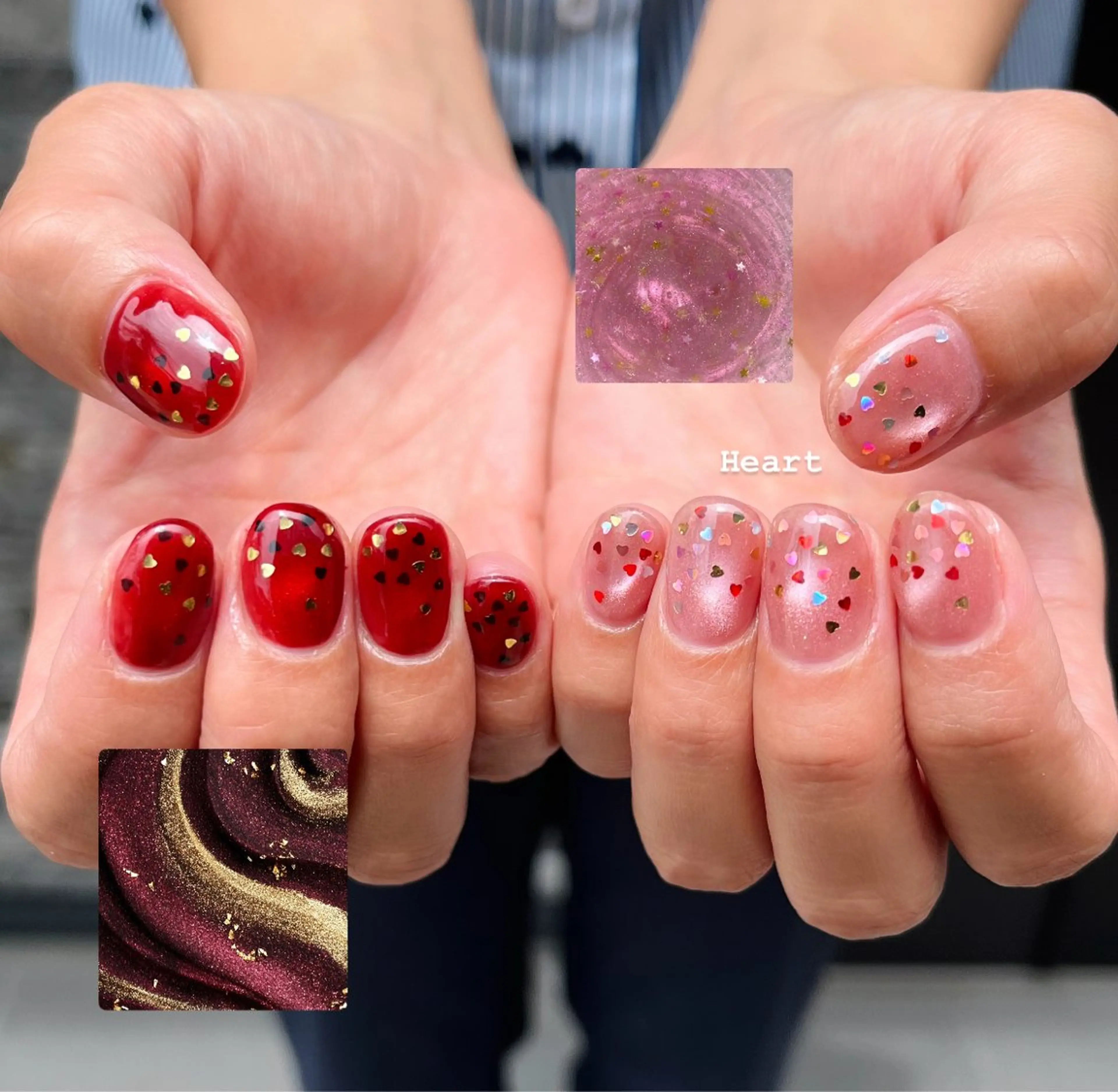 ネイル ハート ホログラムネイル ハンドネイル HazeGrass NAILのネイルデザイン