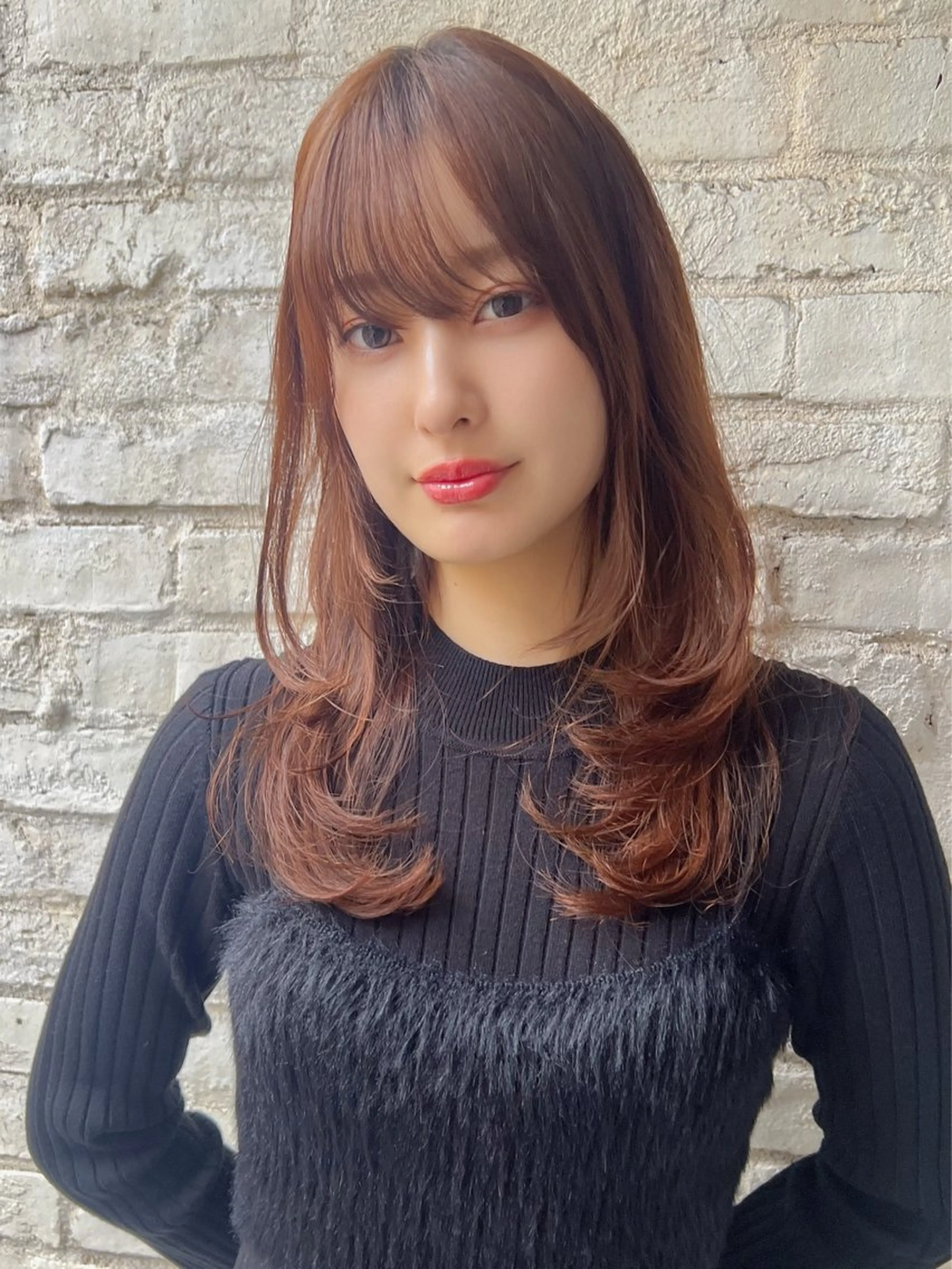 ロング ロングレイヤー くびれヘア 韓国風ヘア レイヤーカット ロング カット トリートメント Misaki 全国4位のヘアスタイル