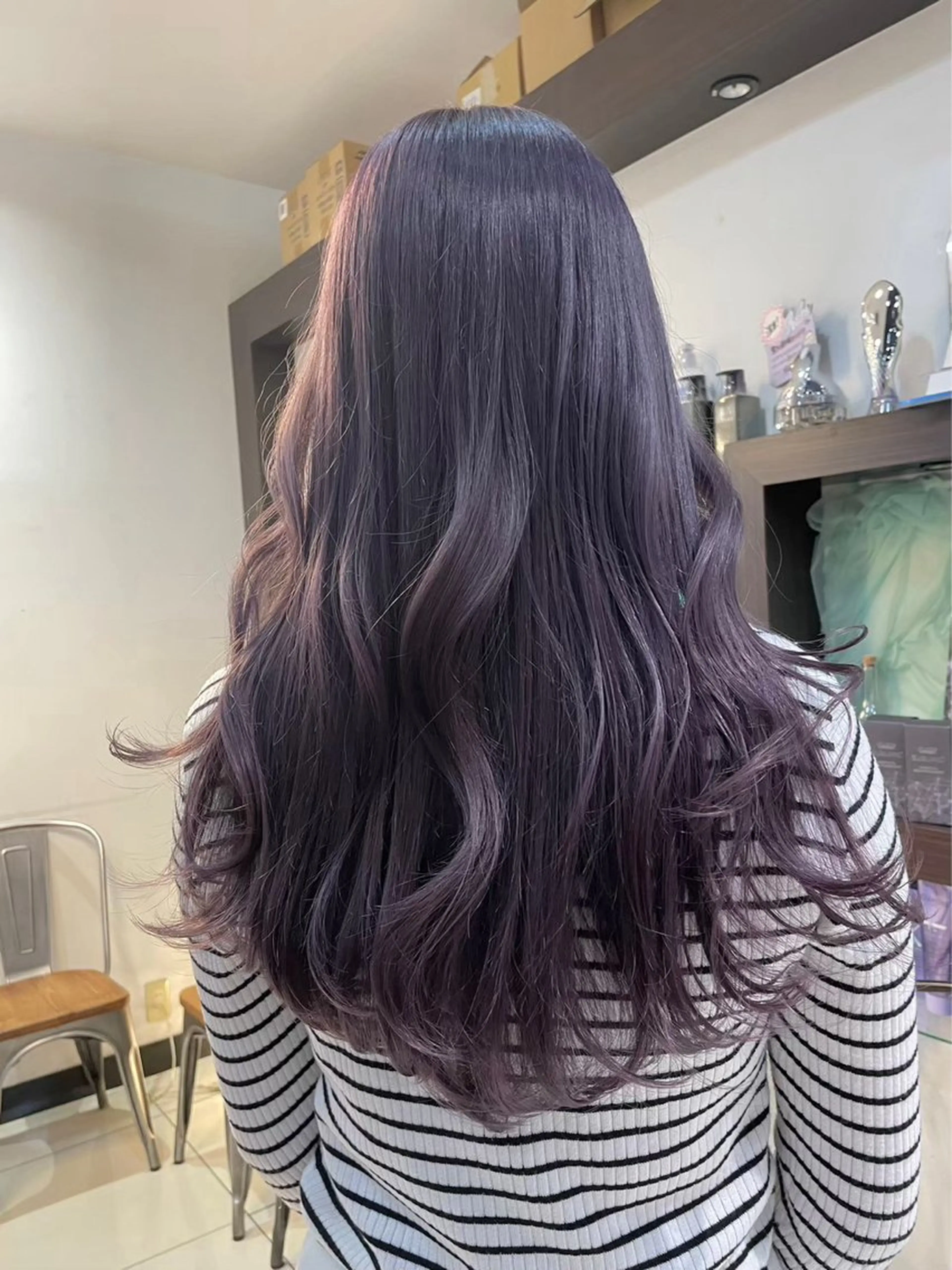 ロング 顔周りカット ハイライト 髪質改善 韓国風ヘア 縮毛矯正 ヘアカラー 艶カラー／髪質改善 ミサキのヘアスタイル