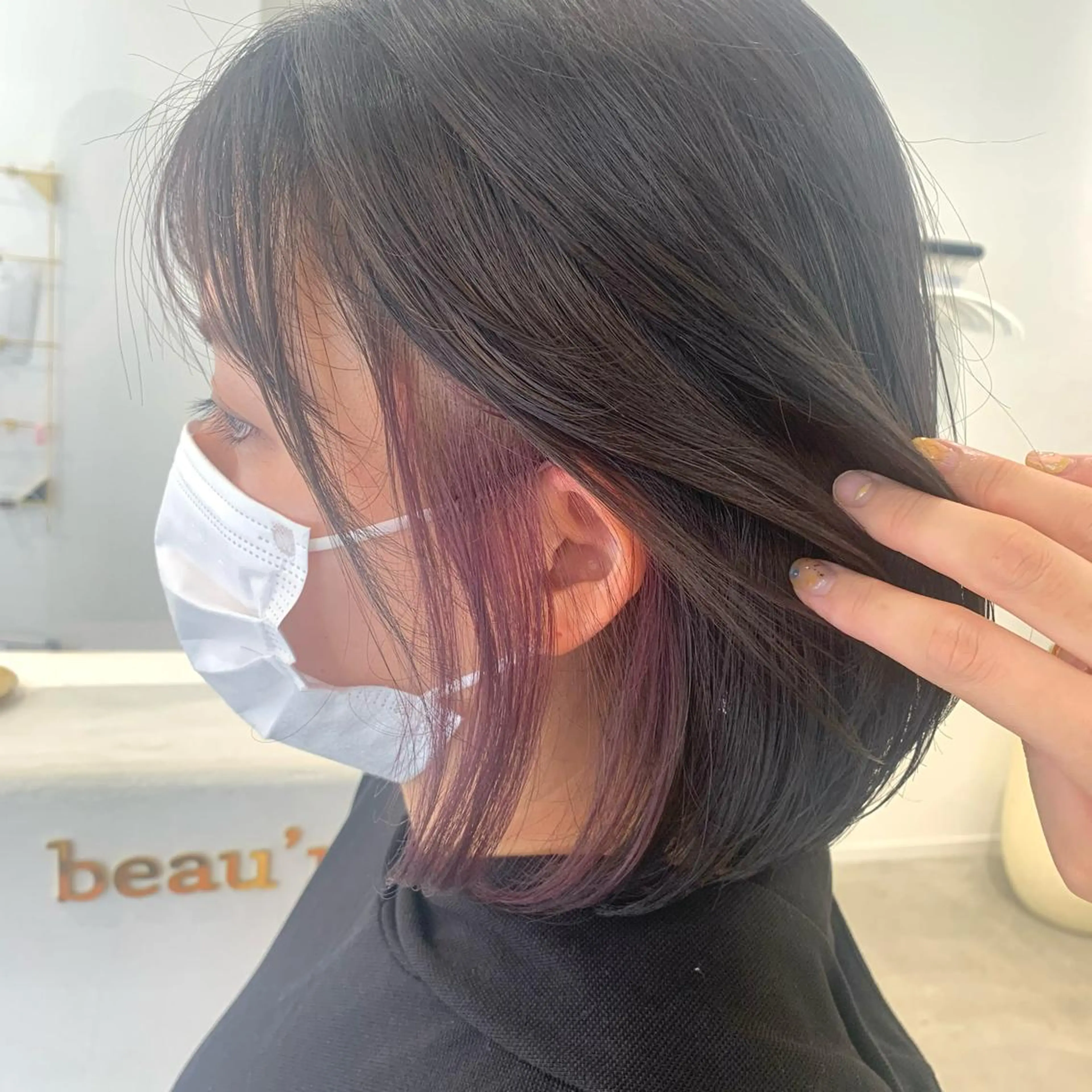 カラー イヤリングカラー ラベンダーカラー ラベンダーピンク ピンクカラー カット ヘアカラー ボブ/美髪矯正 /佐藤　奈巳のヘアスタイル