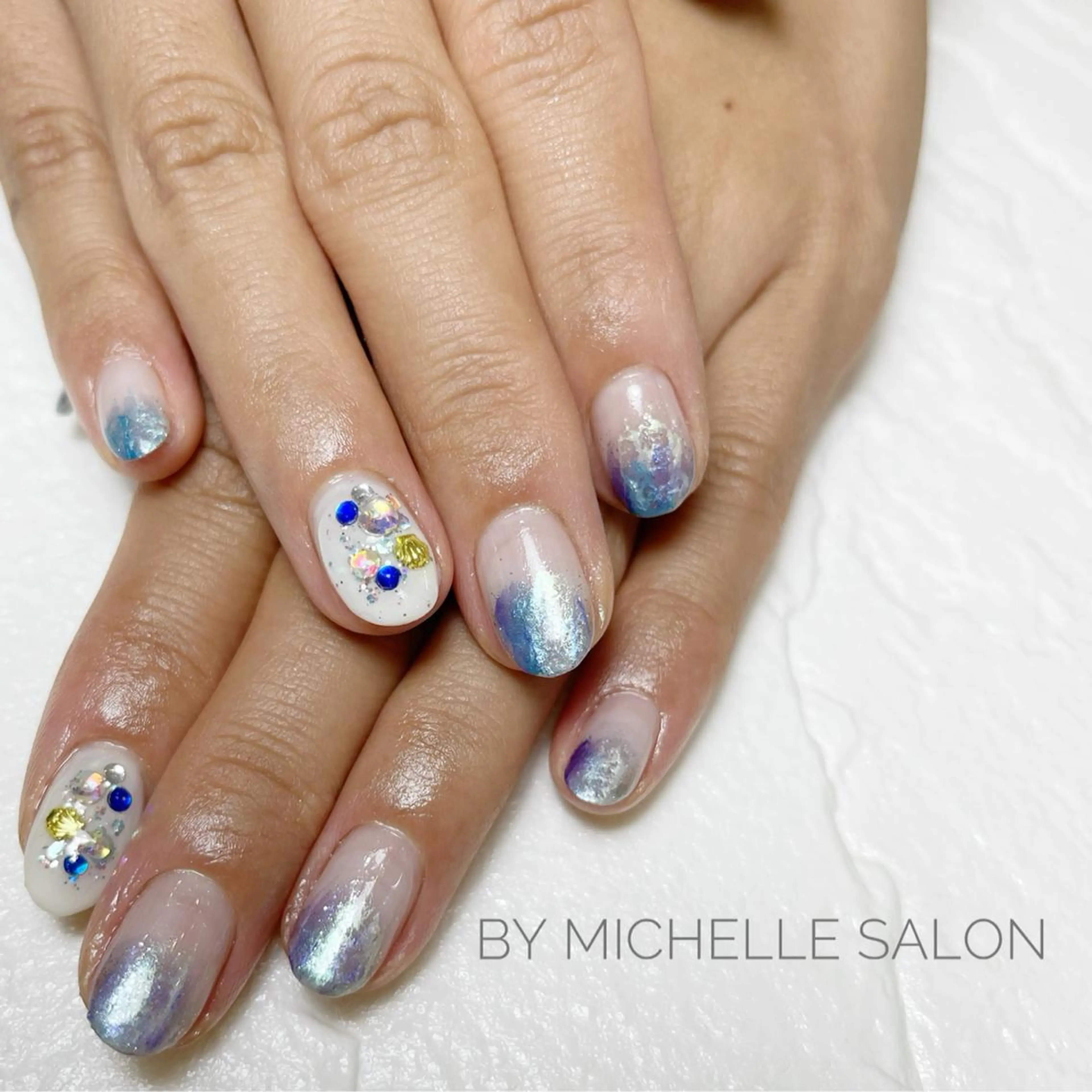 ネイル ブルー by michelle salon所属・☪深夜限定サロン 無料駐車場あり！のネイルデザイン