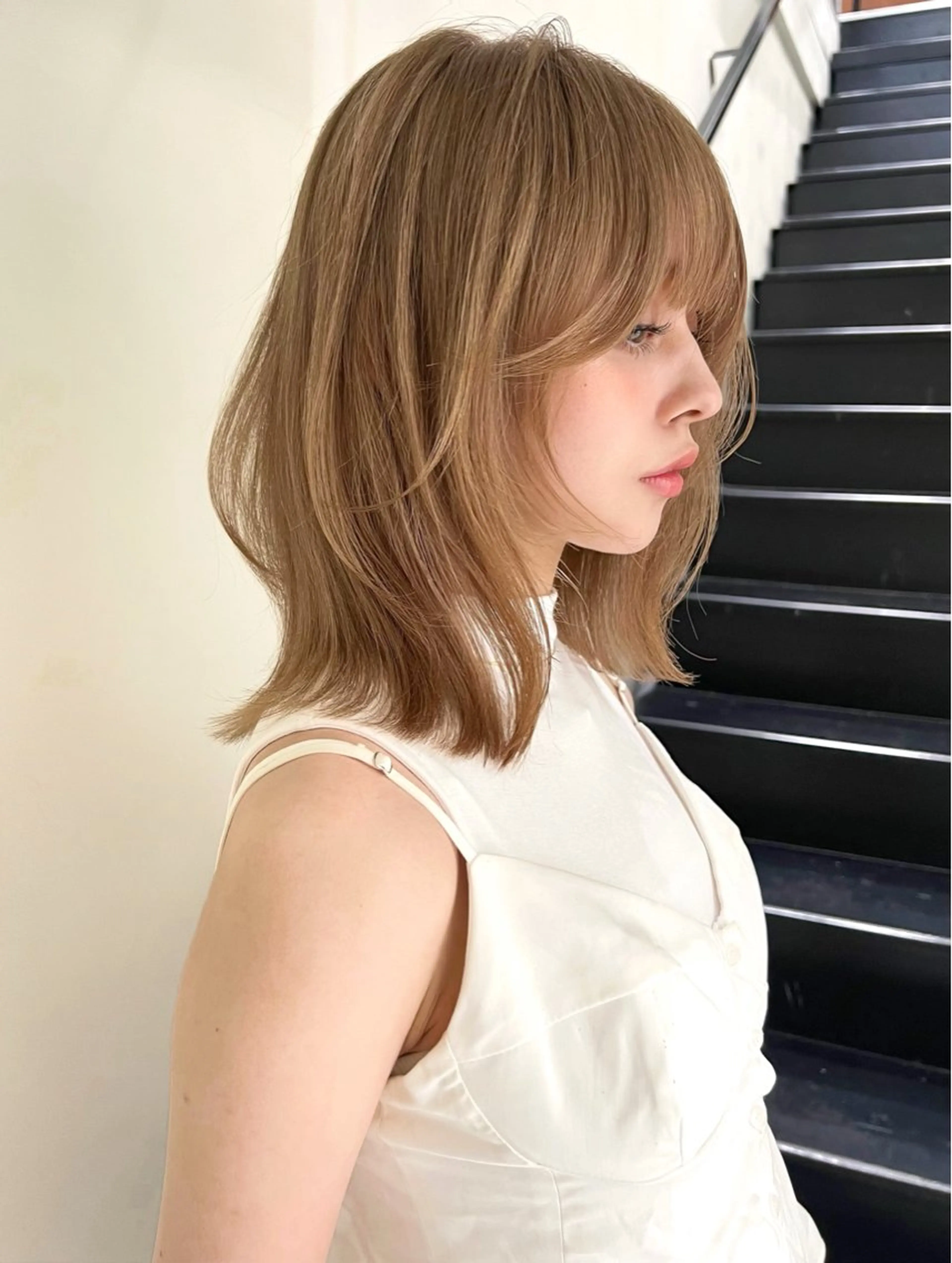 ミディアム カラー カット ヘアカラー 小顔ボブ jilblanカホのヘアスタイル