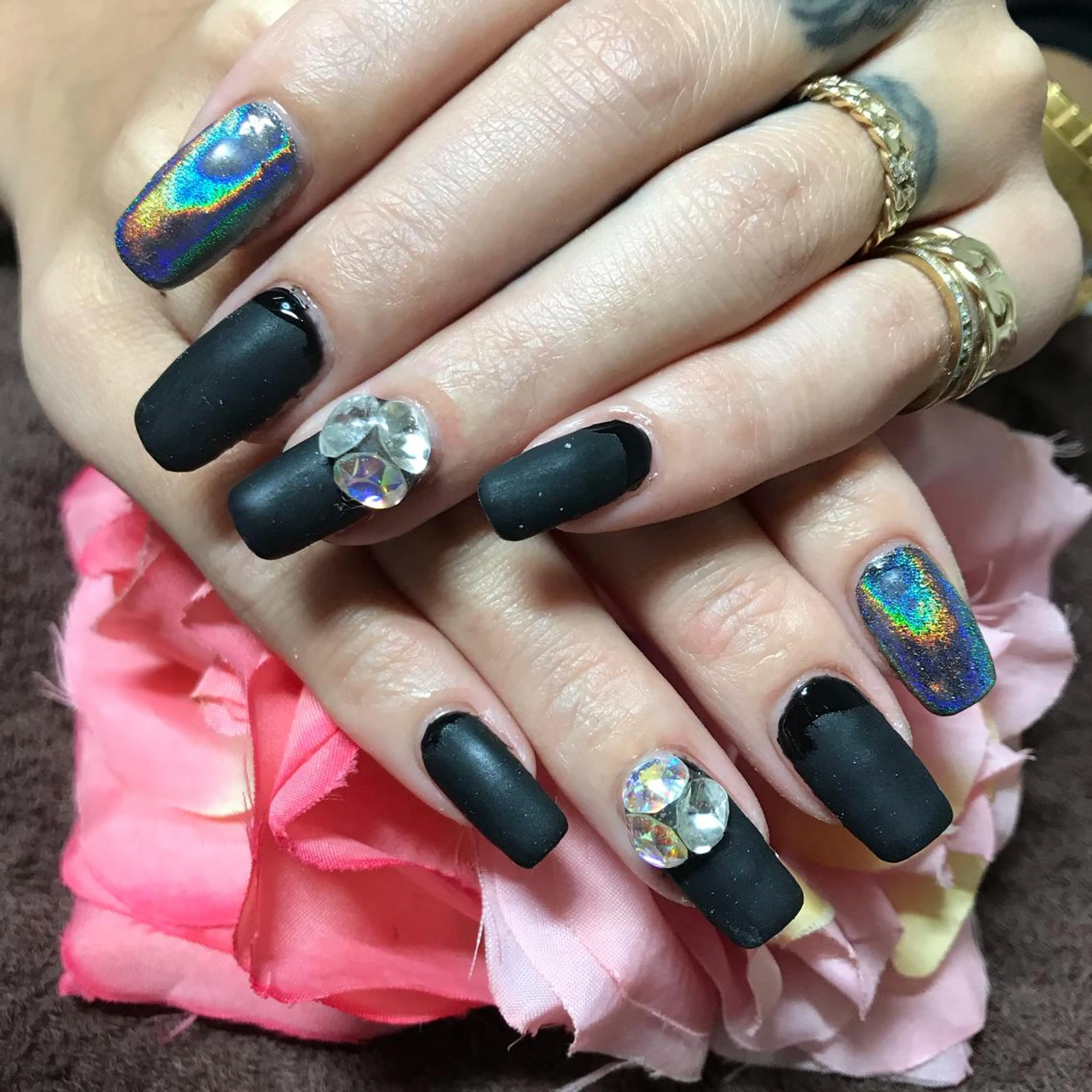 ショート ネイル アートネイル マットネイル ストーンネイル 《LB》ラブリエ Nail&eyeのマツエク・マツパデザイン