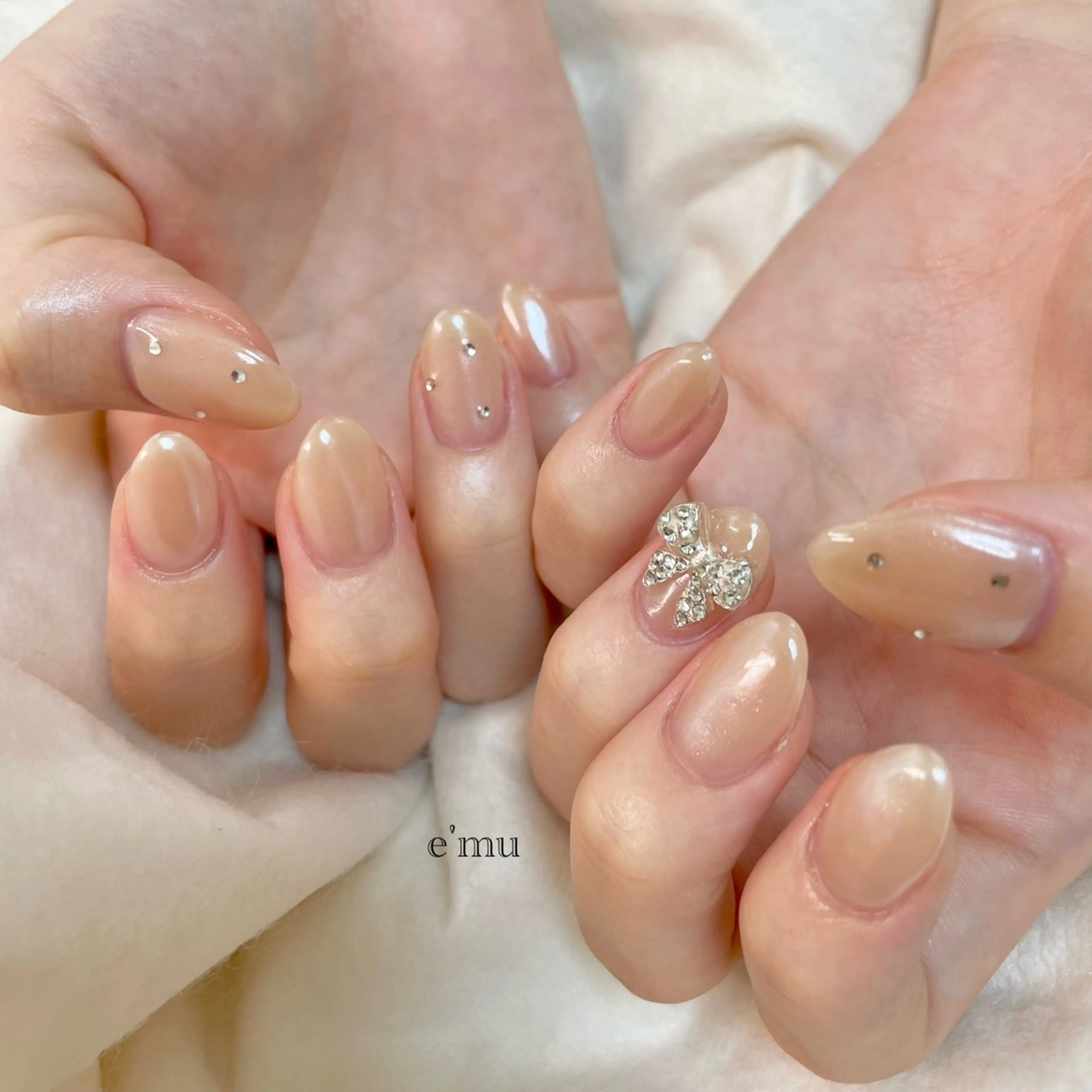 ネイル オレンジ リボン nail salon e'mu💐のネイルデザイン