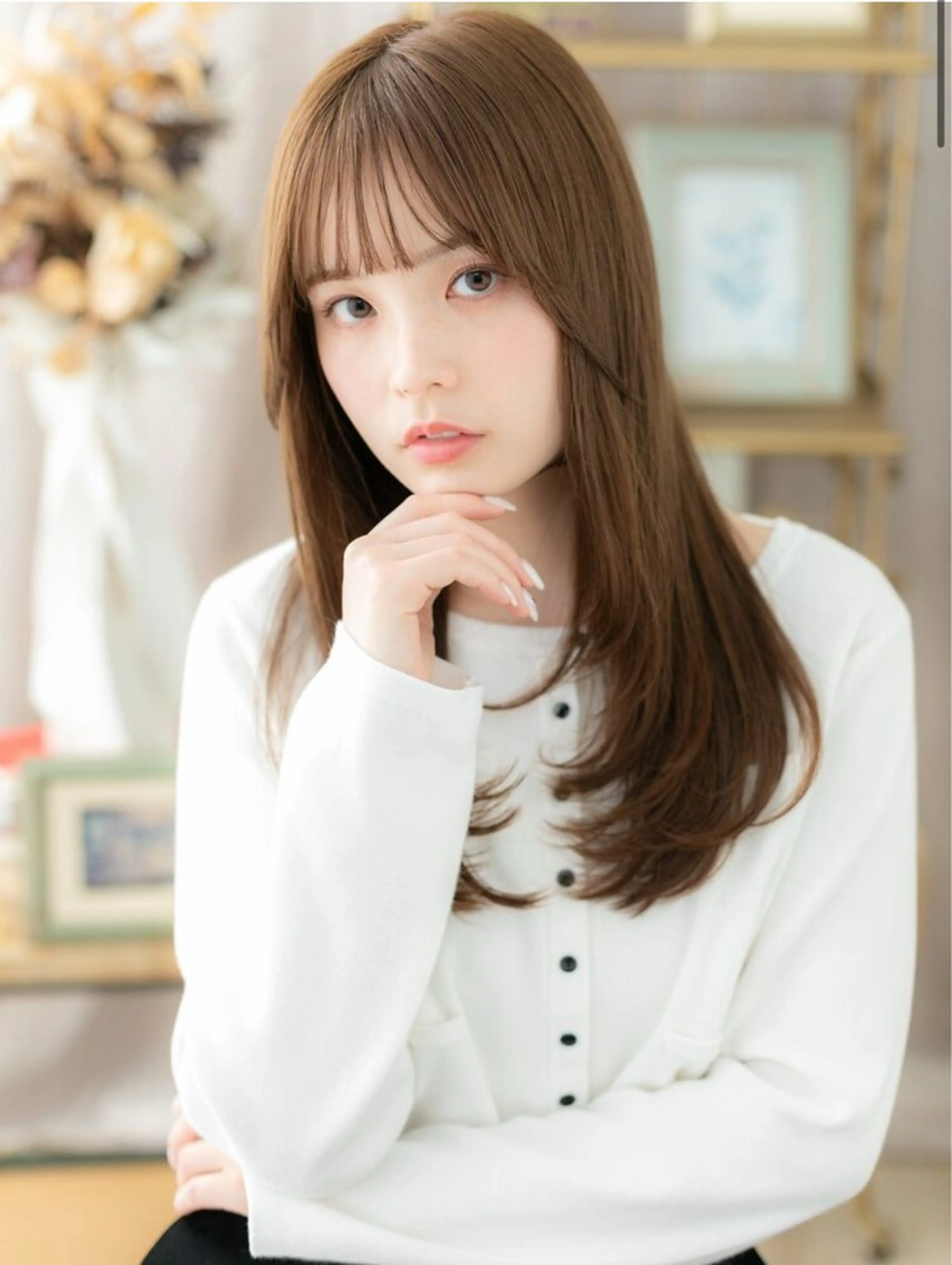 ロング カラー アッシュ ベージュカラー ショコラベージュ ミルクティーアッシュ くせ毛 💧艶髪ストレート ✨ロング／府川直樹のヘアスタイル