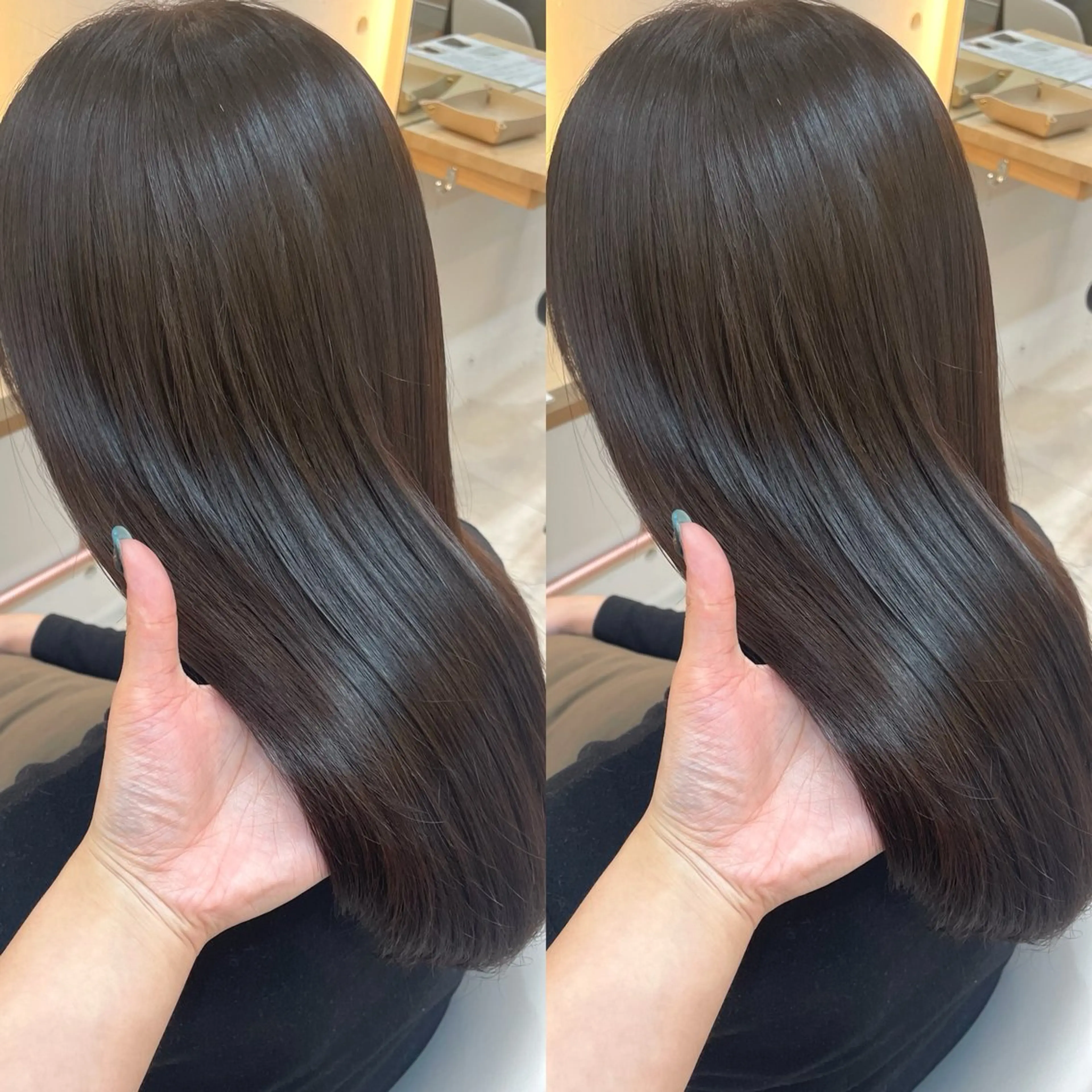 セミロング カラー ブラウンカラー ダークブラウン カット ヘアカラー トリートメント ヘアセット ブリーチ無しダブル カラー🦕まどかのヘアスタイル