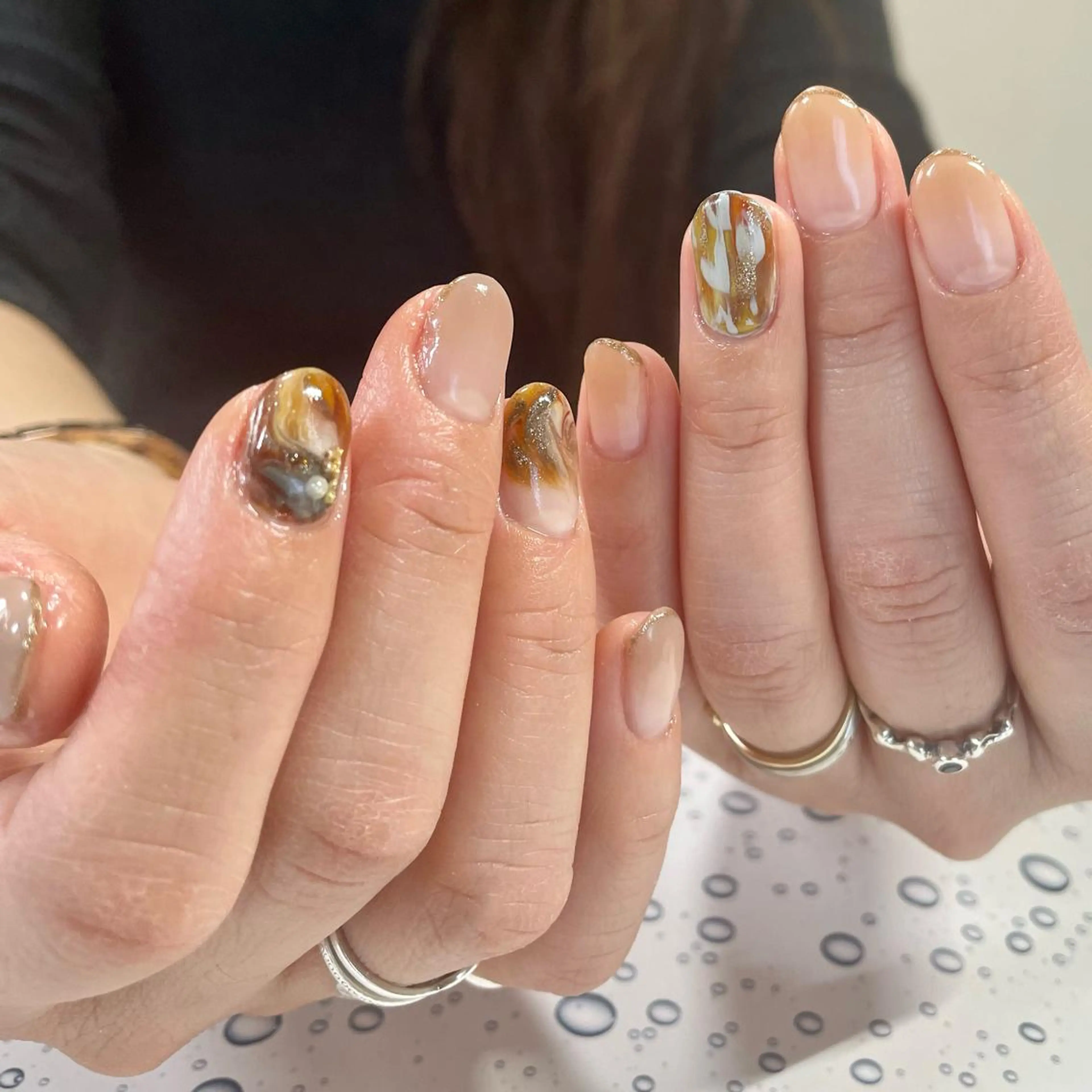 ネイル アニマル柄 大理石ネイル(マーブル) 奥園 良恵のネイルデザイン