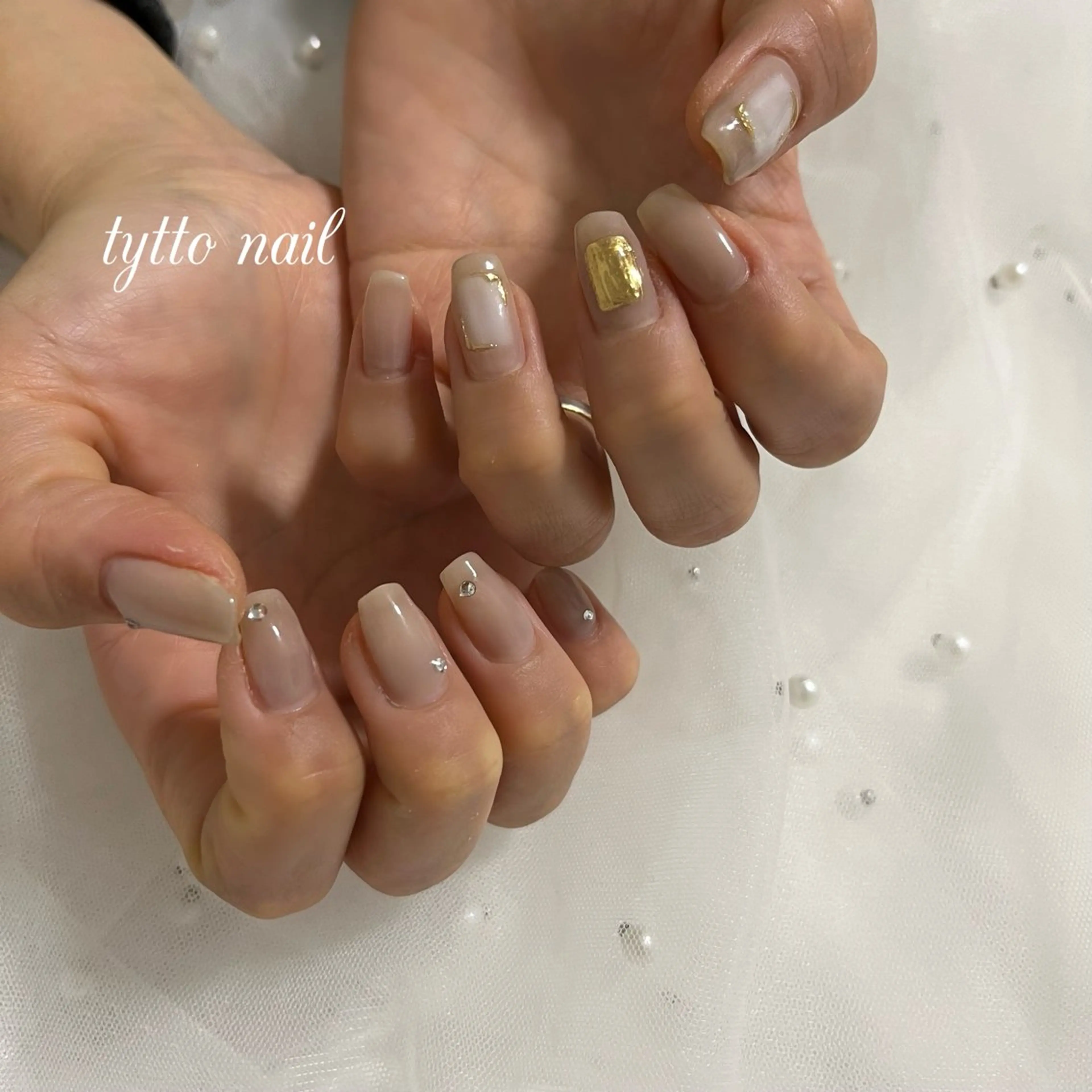 ネイル ミラーネイル オフィスネイル シンプルネイル スクエアネイル 冬ネイル ハンドネイル tytto nail ❤︎‪‪eri‪‪のネイルデザイン