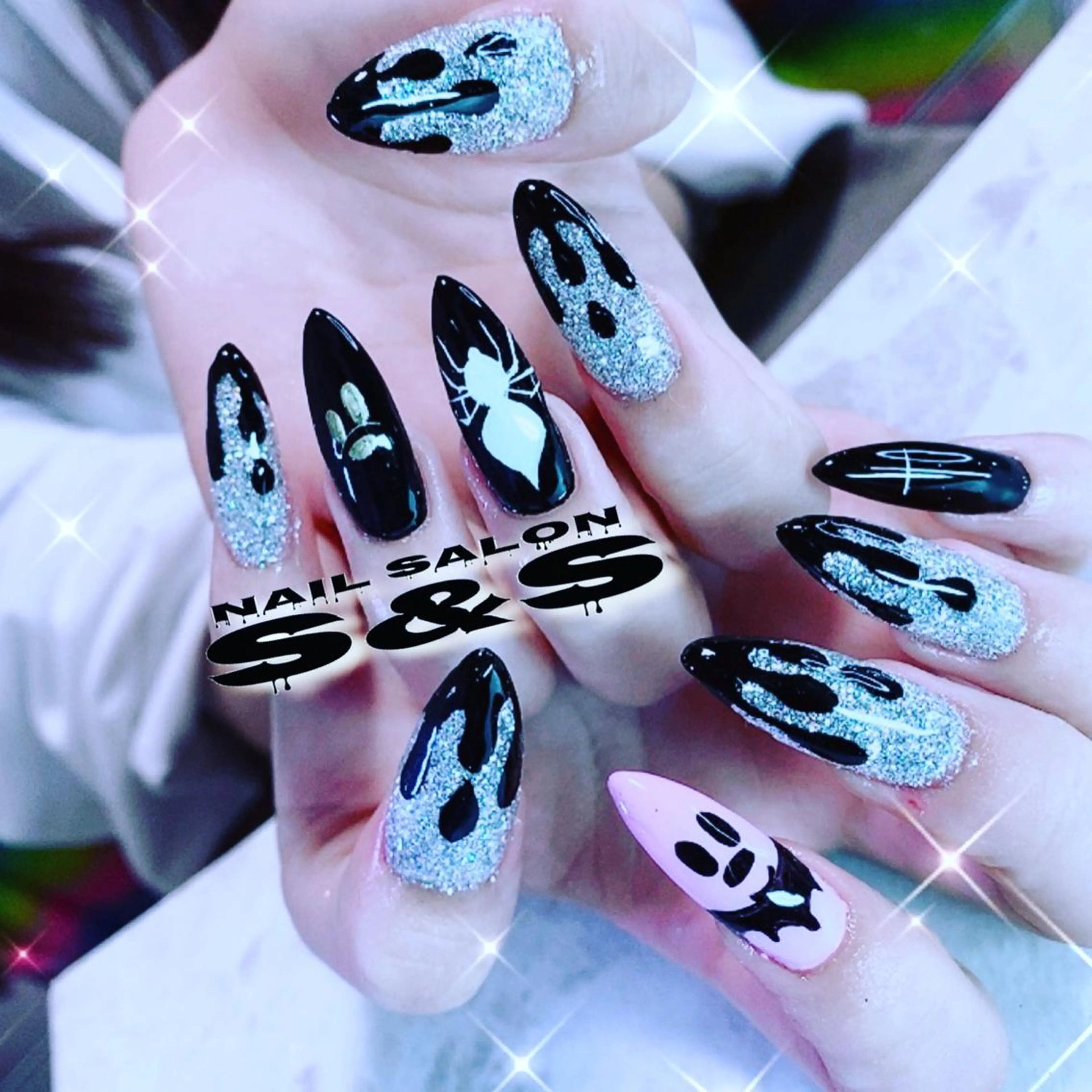 ネイル 長さ出し ハロウィン メンズネイル 持ち込み スカルプネイル S&S 村田小百合のネイルデザイン